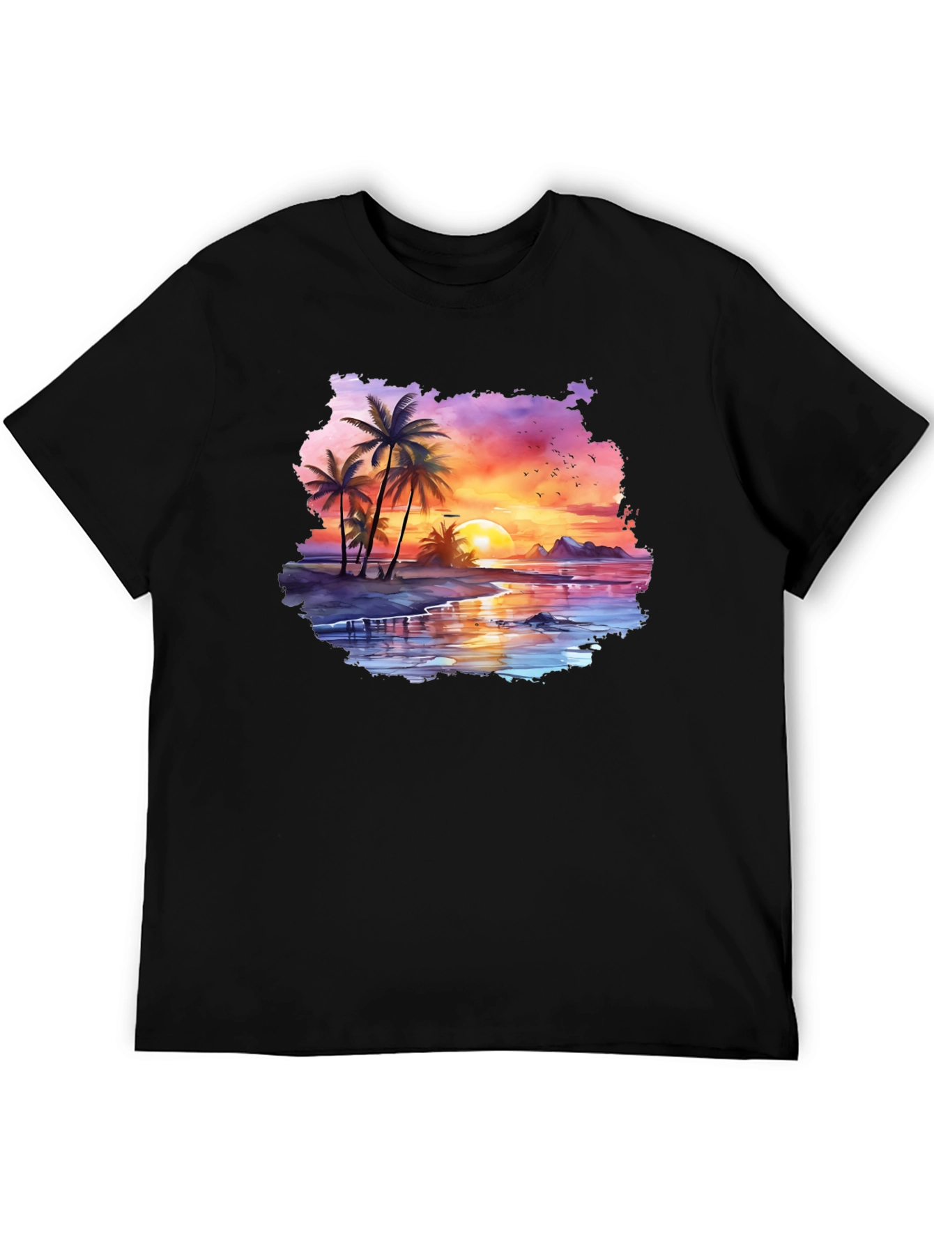 Tropical Sunset Palm Tree Graphic T-Shirt