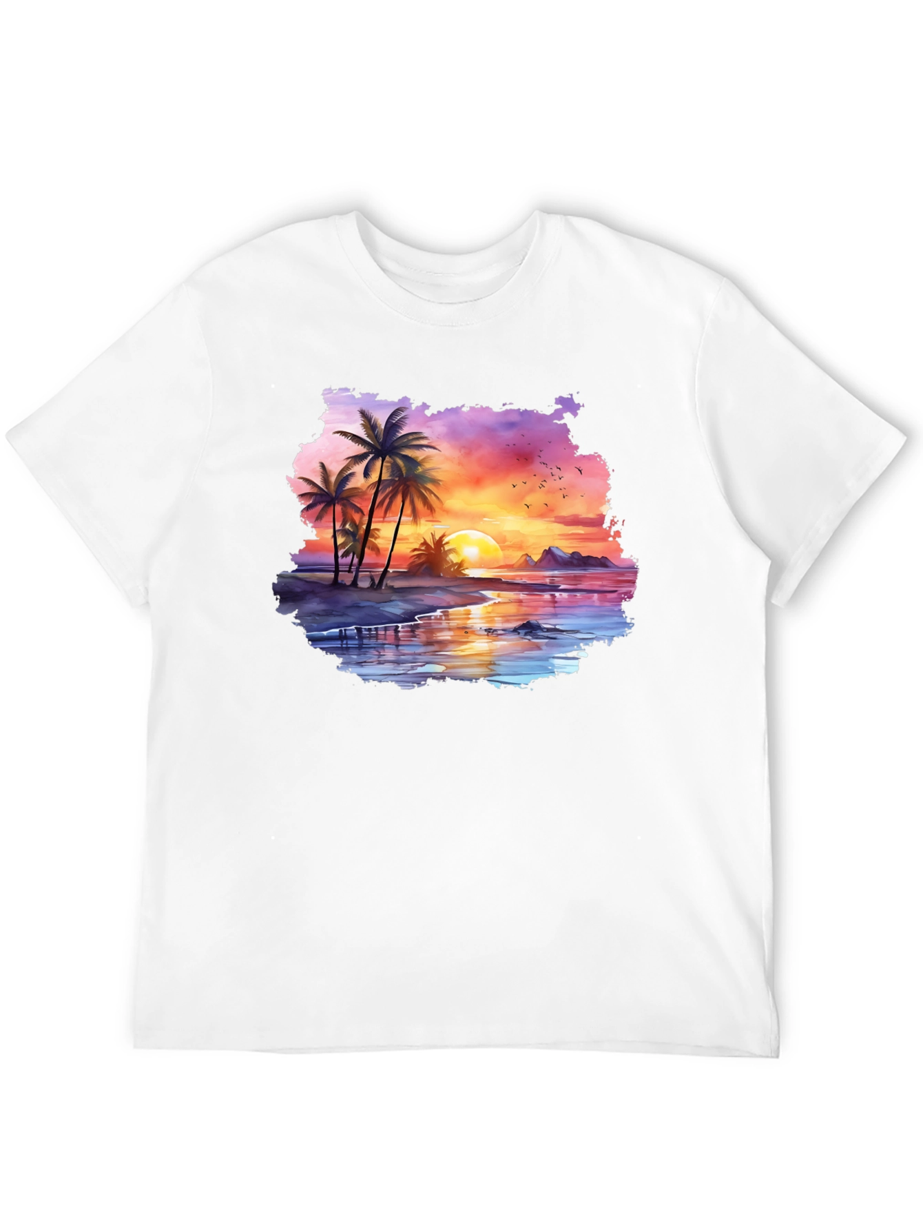 Tropical Sunset Palm Tree Graphic T-Shirt