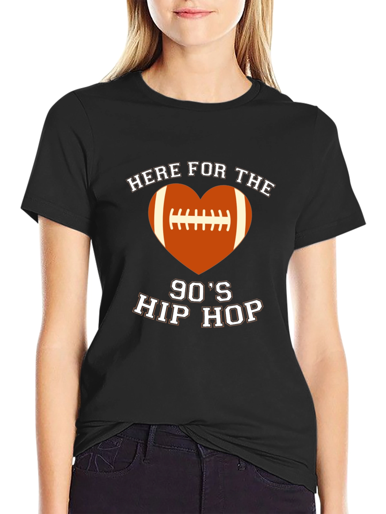 90s Hip Hop Football Heart T-Shirt