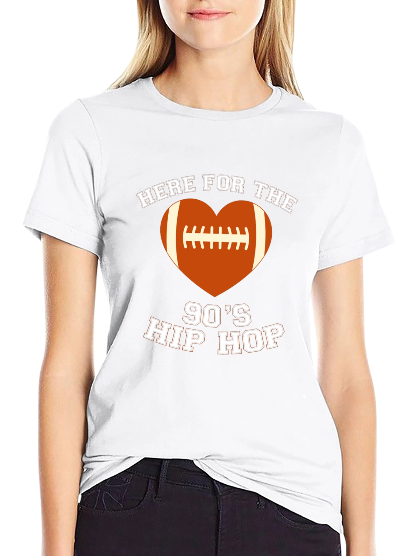 90s Hip Hop Football Heart T-Shirt