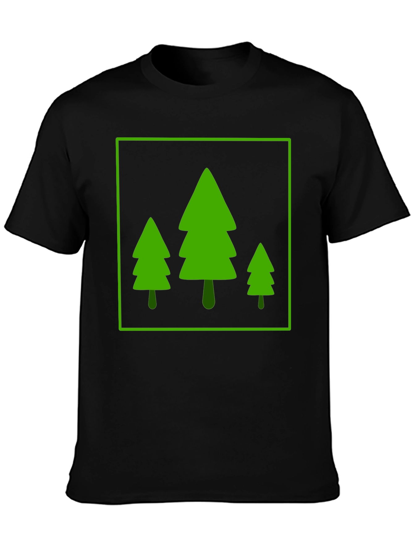 Trendy Forest Trees Graphic Tee - Black