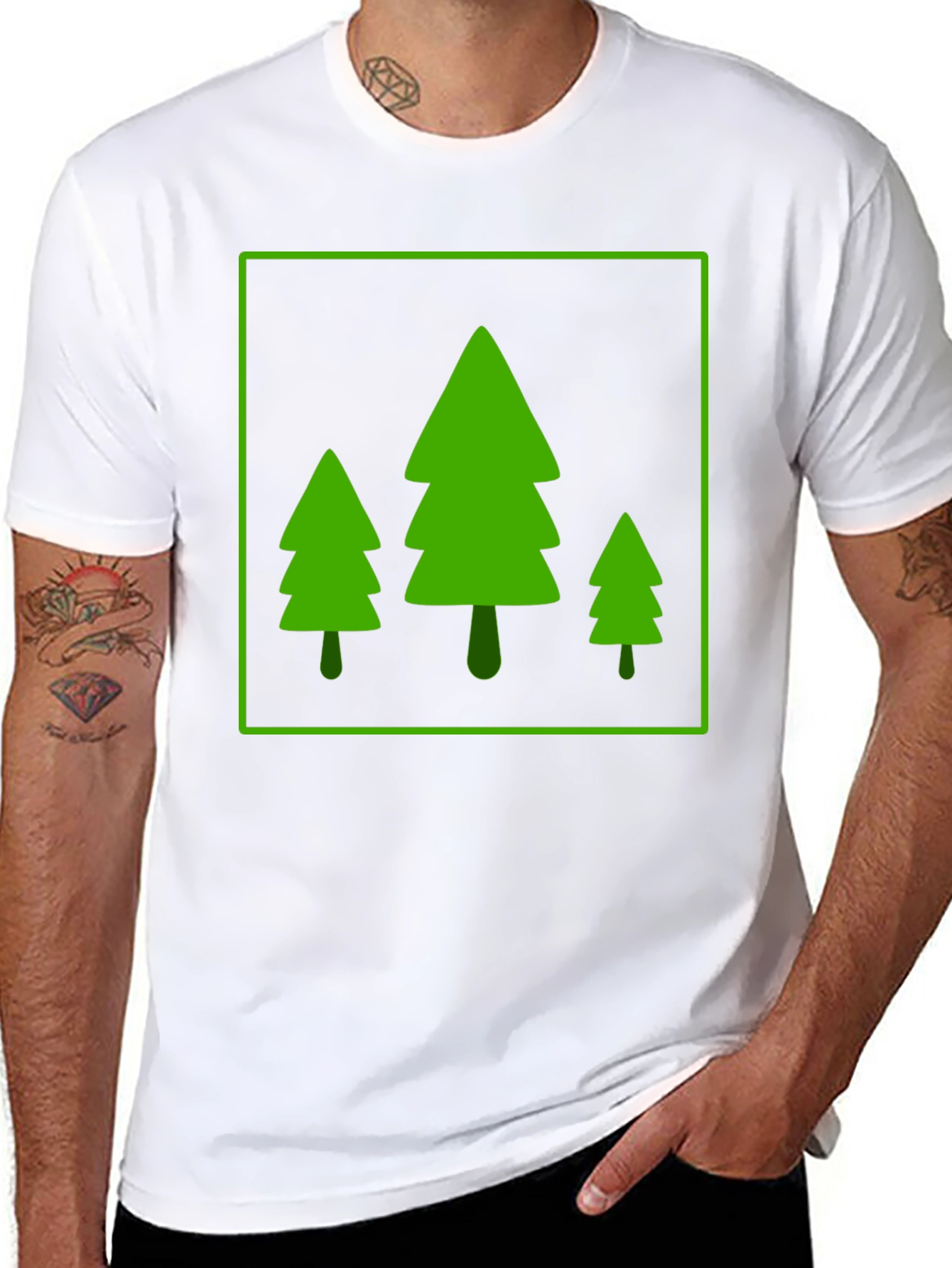 Trendy Forest Trees Graphic Tee - Black