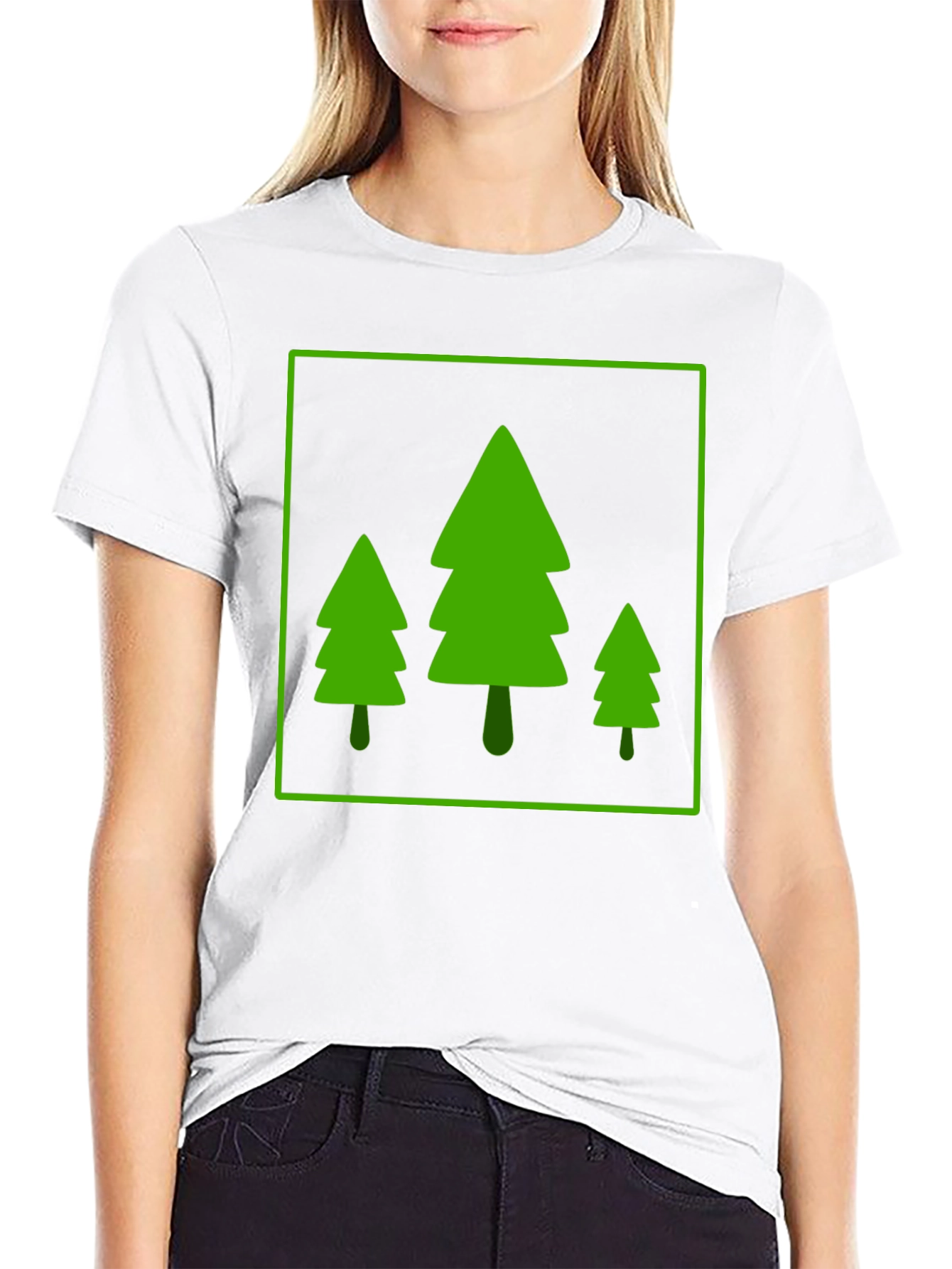 Trendy Forest Trees Graphic Tee - Black