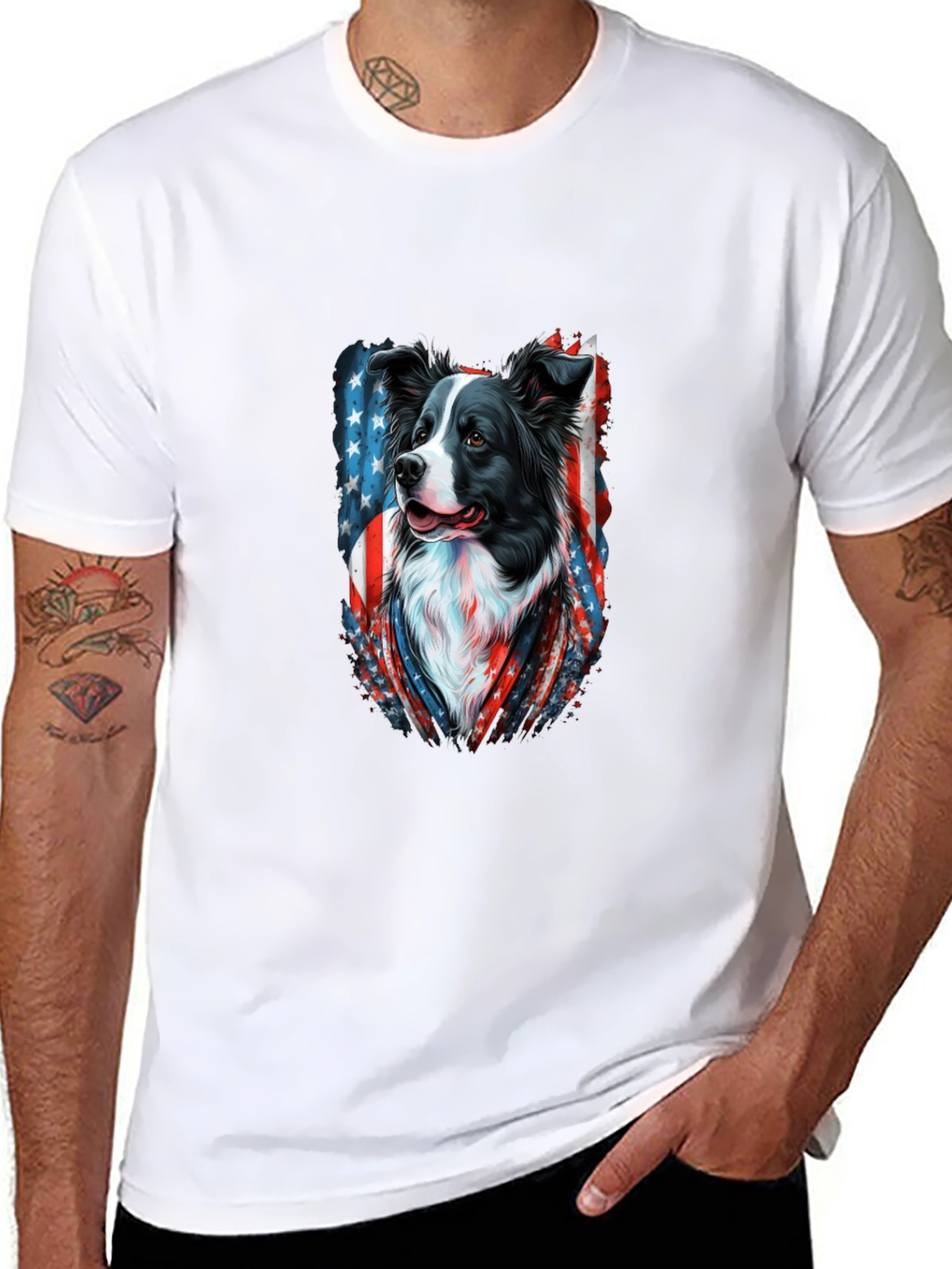 Patriotic Border Collie Graphic Tee