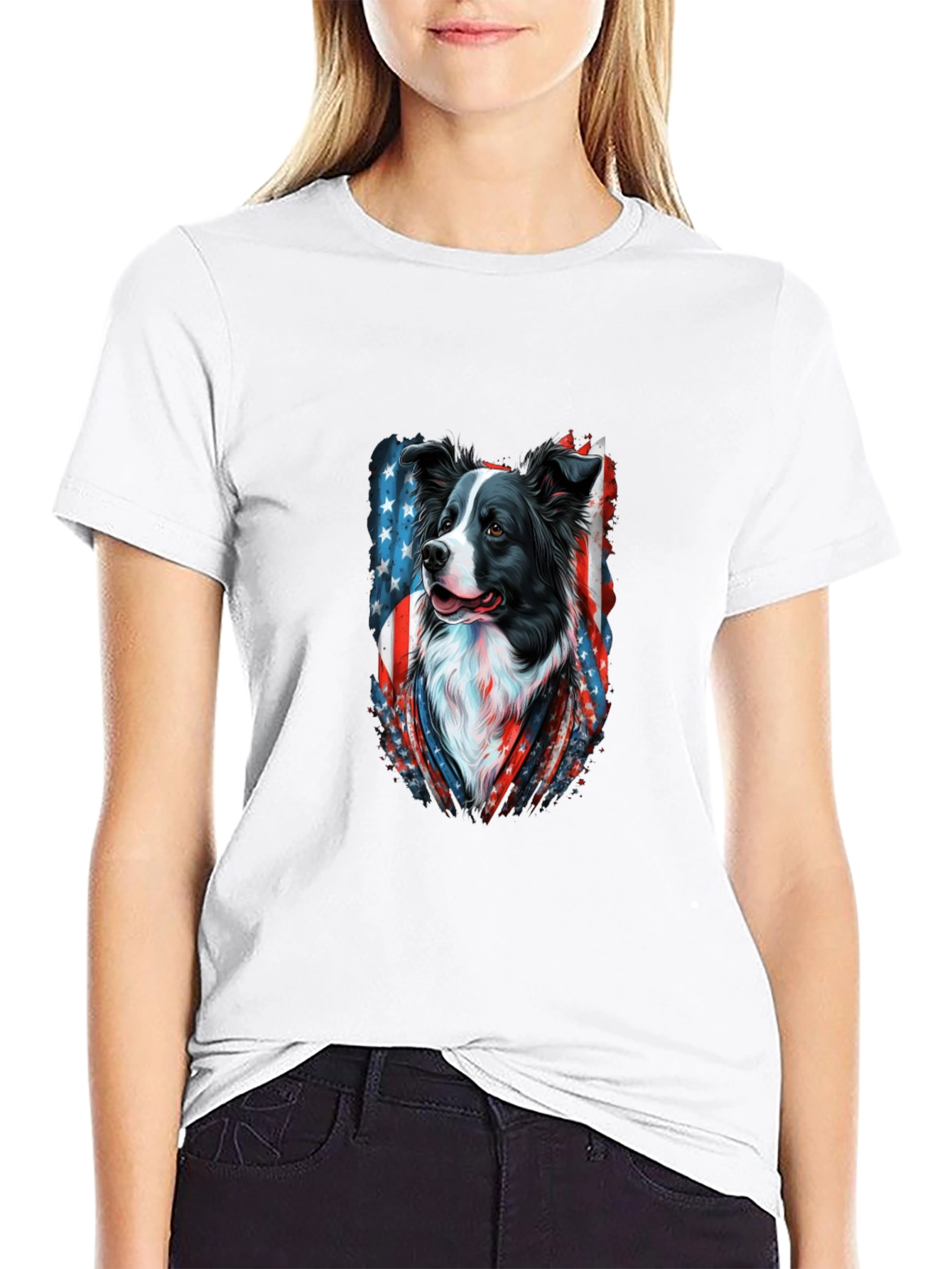 Patriotic Border Collie Graphic Tee