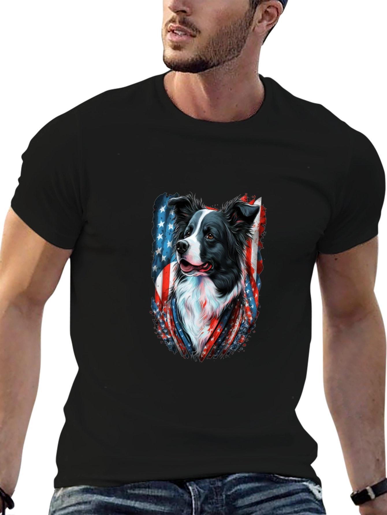 Patriotic Border Collie Graphic Tee