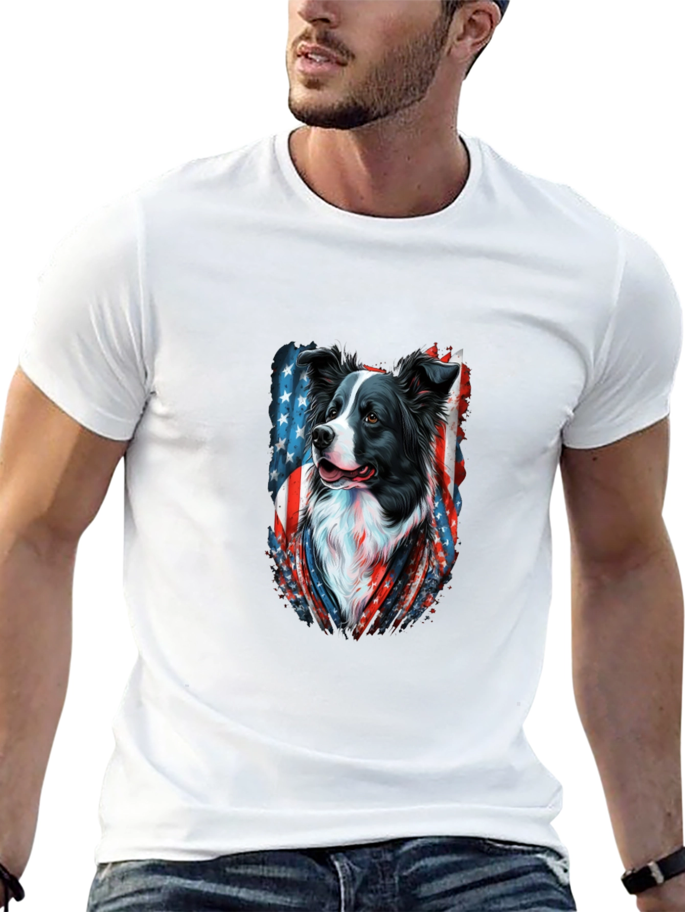 Patriotic Border Collie Graphic Tee