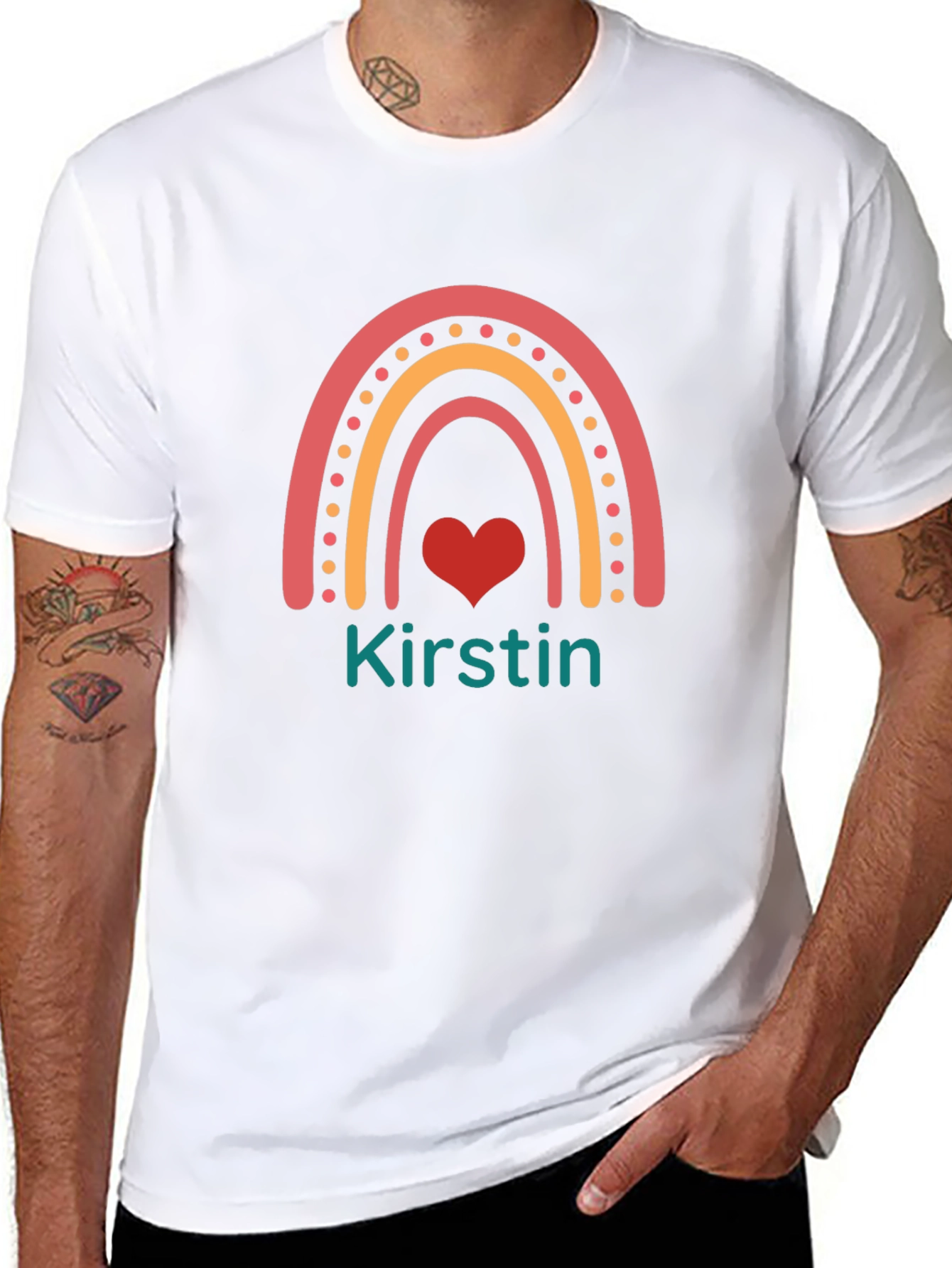 Personalized Rainbow Heart T-Shirt - Custom Name Shirt