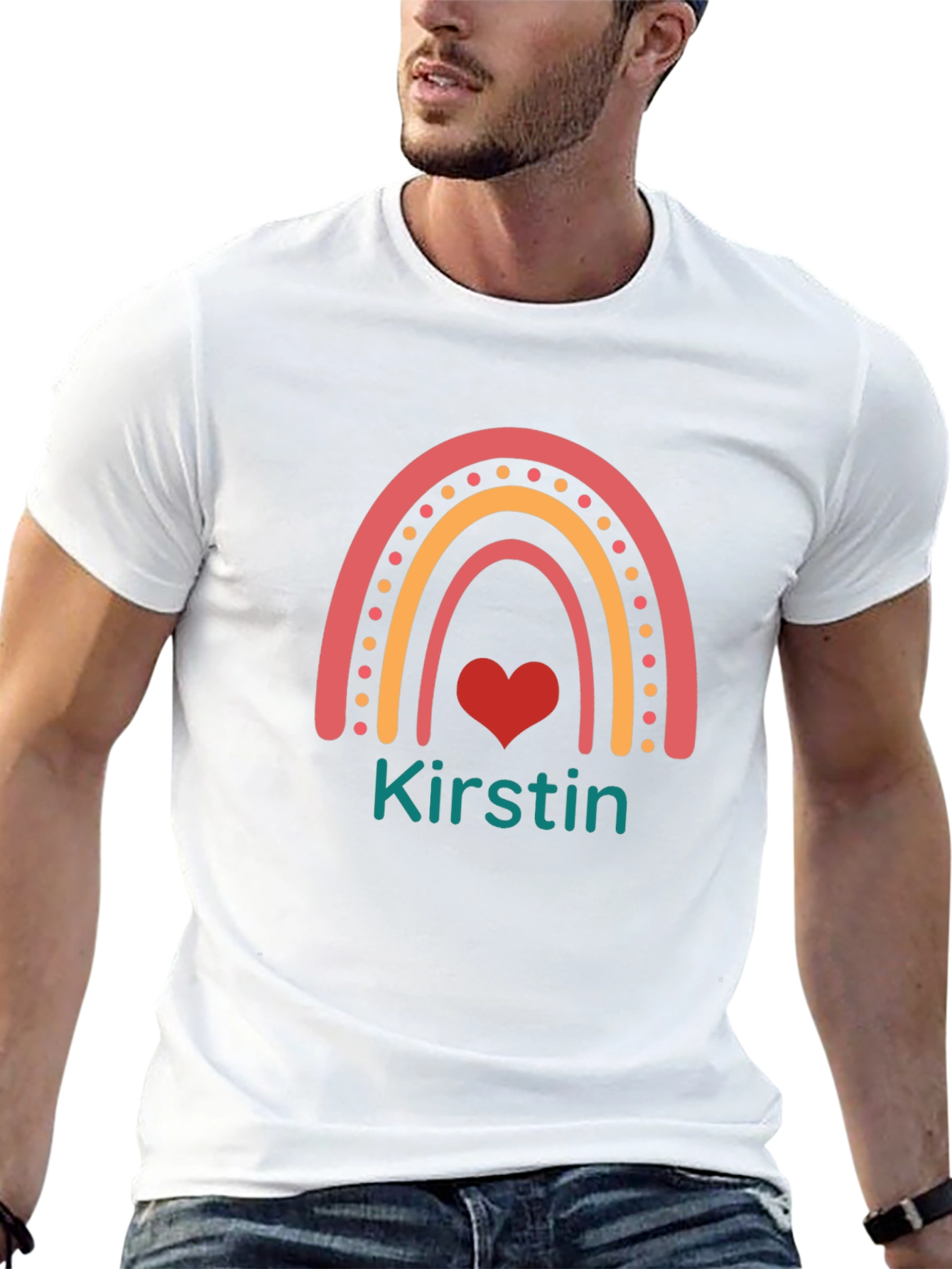 Personalized Rainbow Heart T-Shirt - Custom Name Shirt