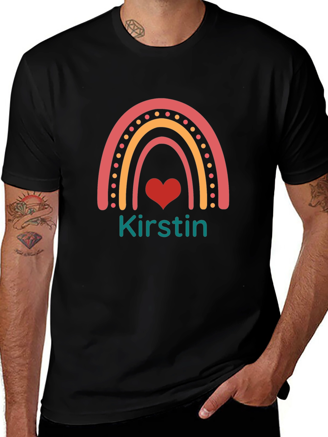 Personalized Rainbow Heart T-Shirt - Custom Name Shirt