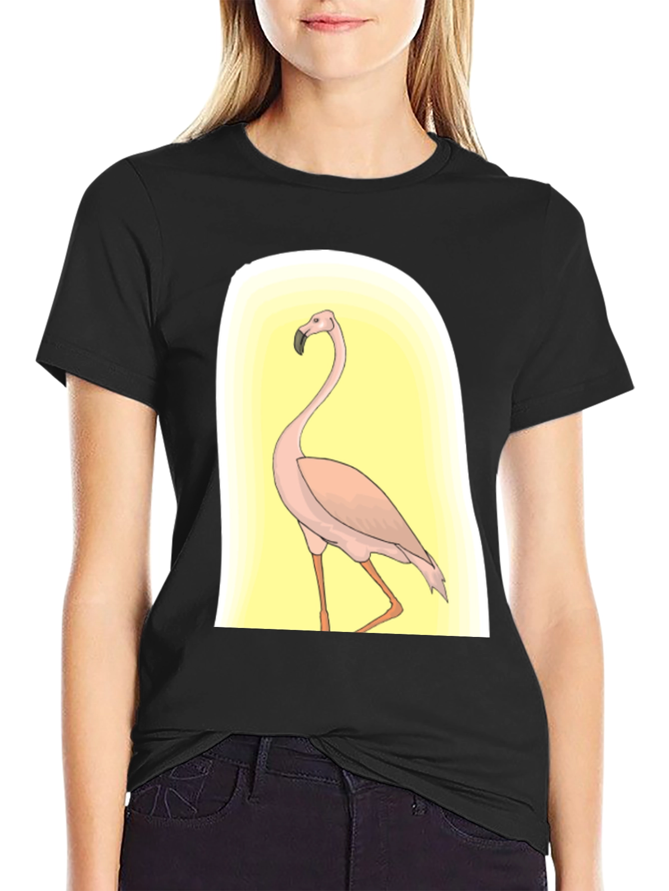 Flamingo Graphic Tee - Black Casual Comfort