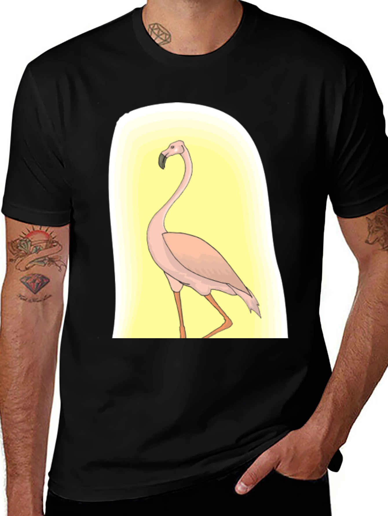 Flamingo Graphic Tee - Black Casual Comfort