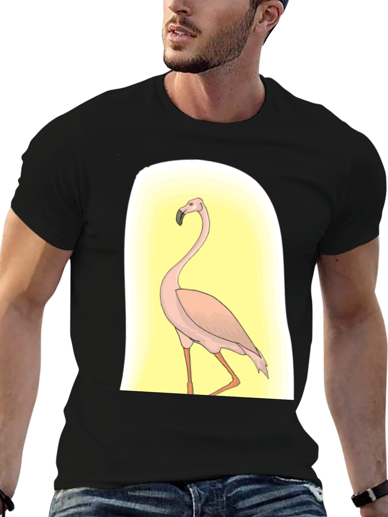 Flamingo Graphic Tee - Black Casual Comfort