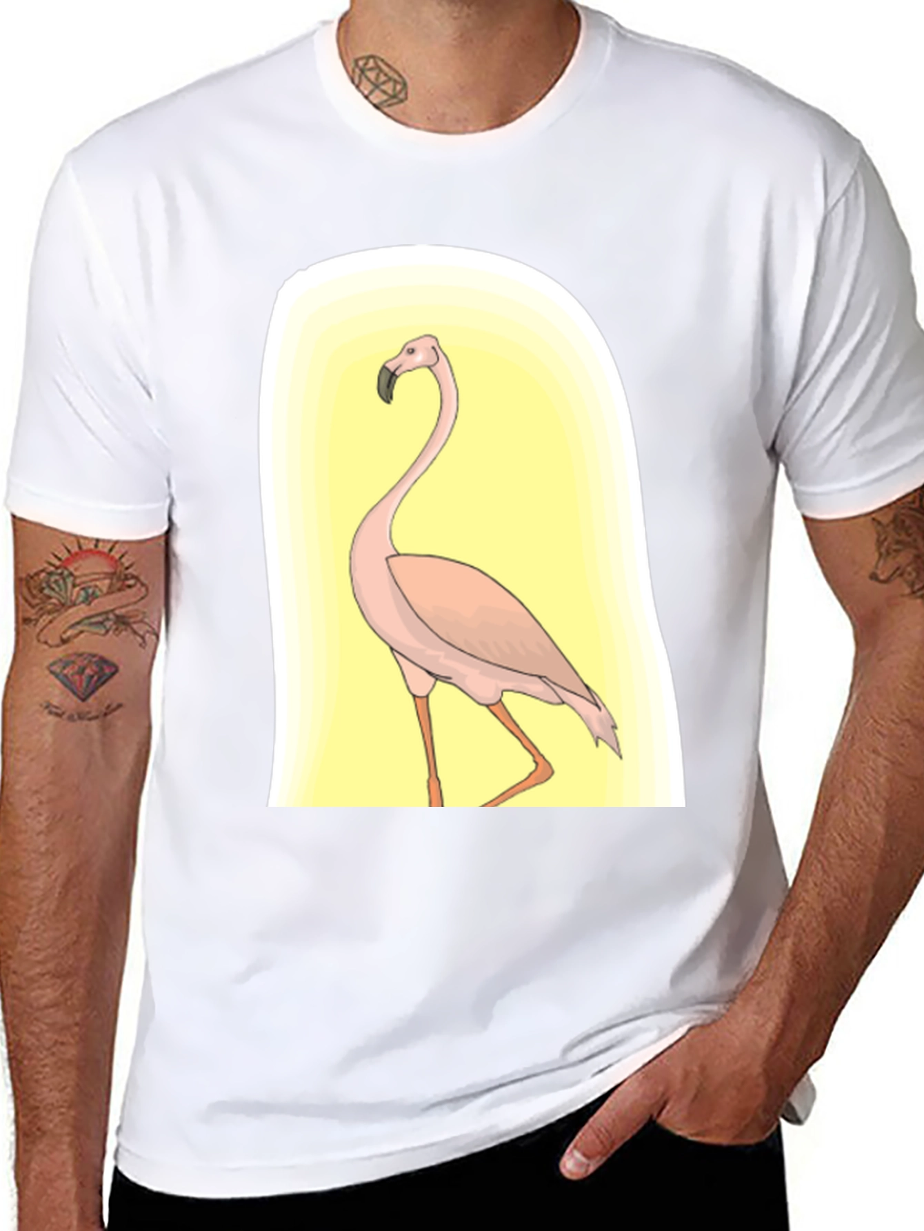 Flamingo Graphic Tee - Black Casual Comfort