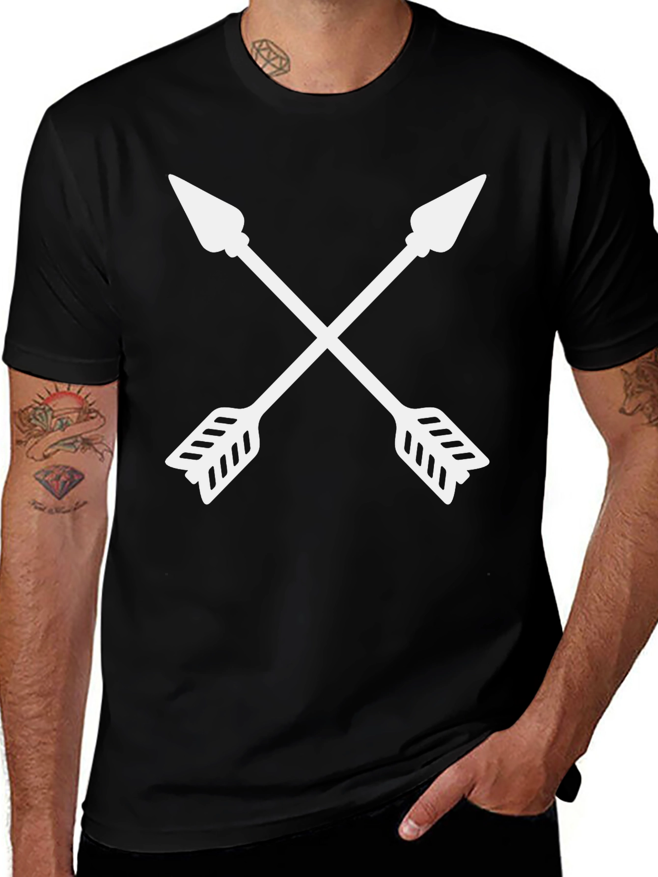 Crossed Arrows Graphic Tee - Black Casual Shirt