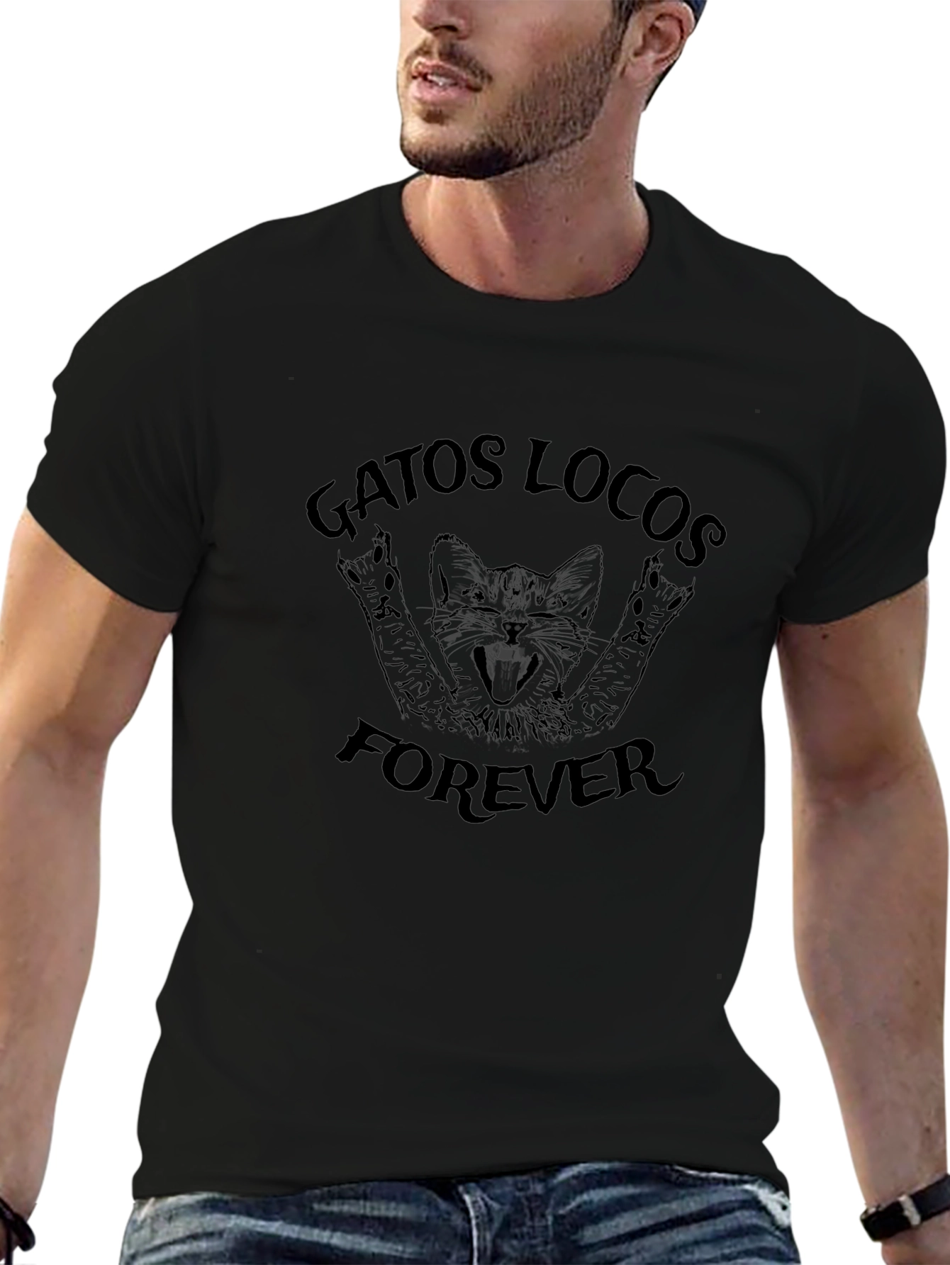 Gatos Locos Forever Black T-Shirt