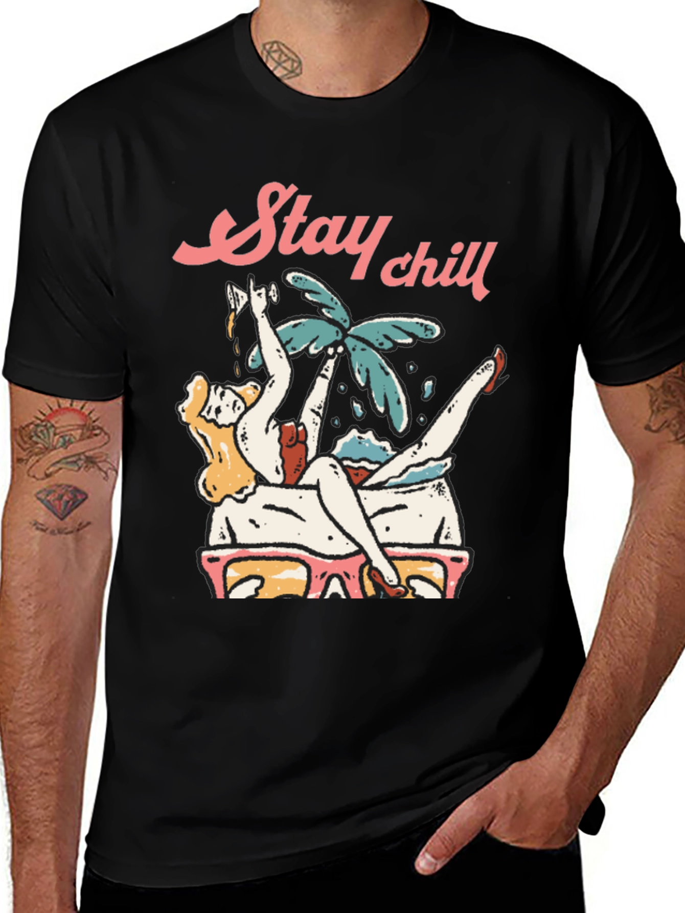 Stay Chill Graphic Tee - Relaxed Vacation Vibes