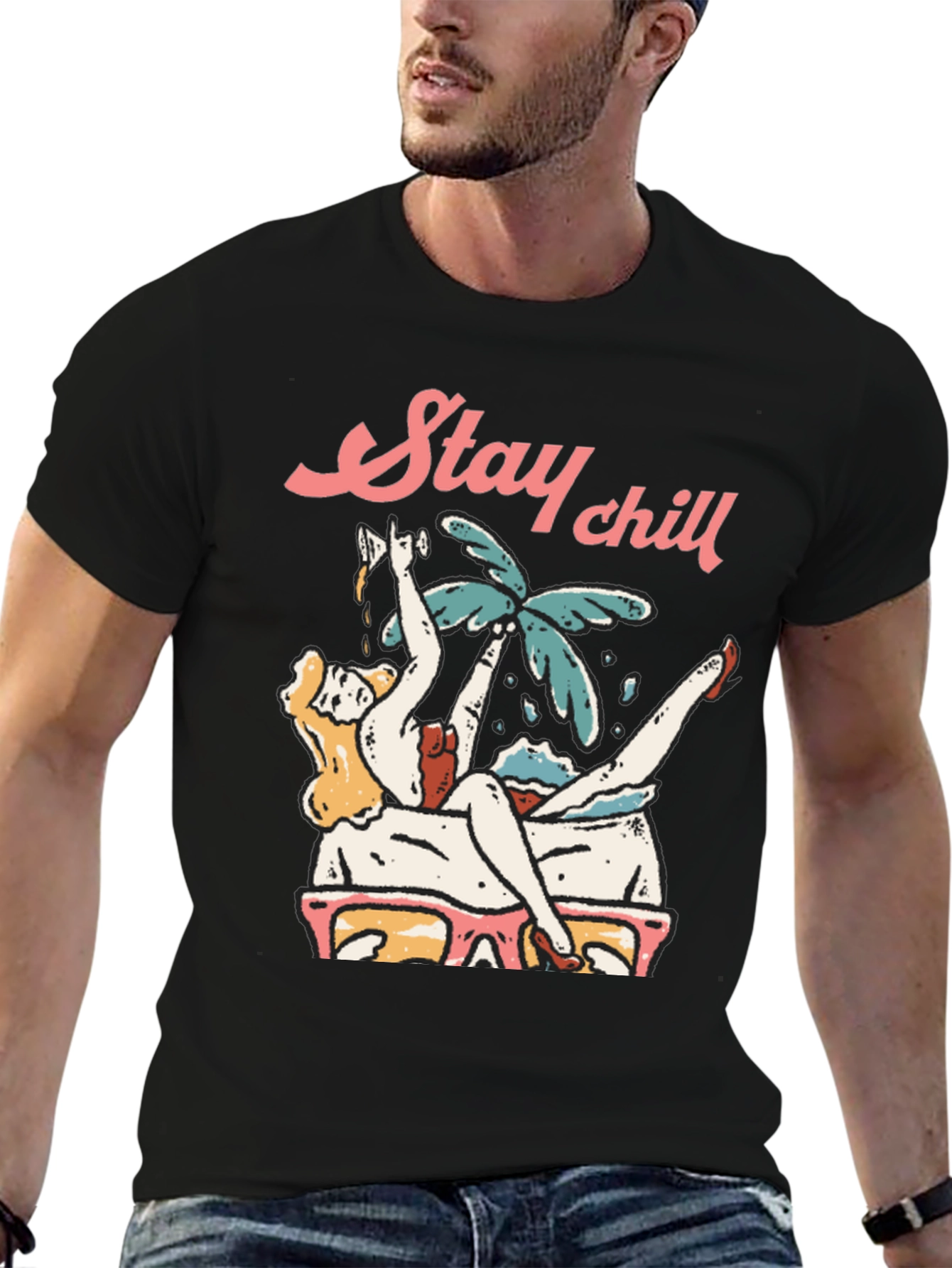 Stay Chill Graphic Tee - Relaxed Vacation Vibes