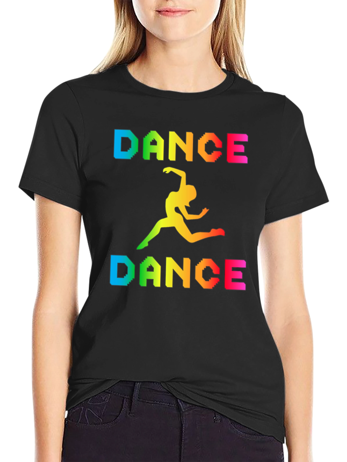 Rainbow Dance Graphic Black T-Shirt
