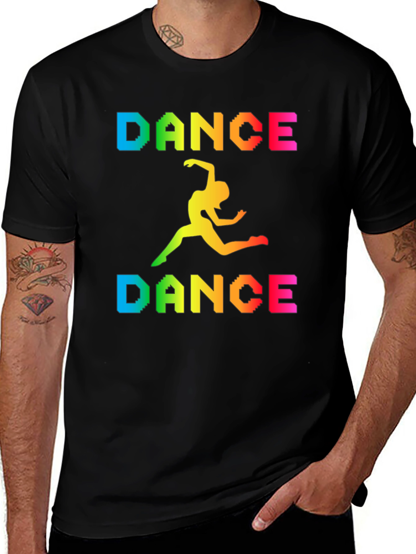 Rainbow Dance Graphic Black T-Shirt