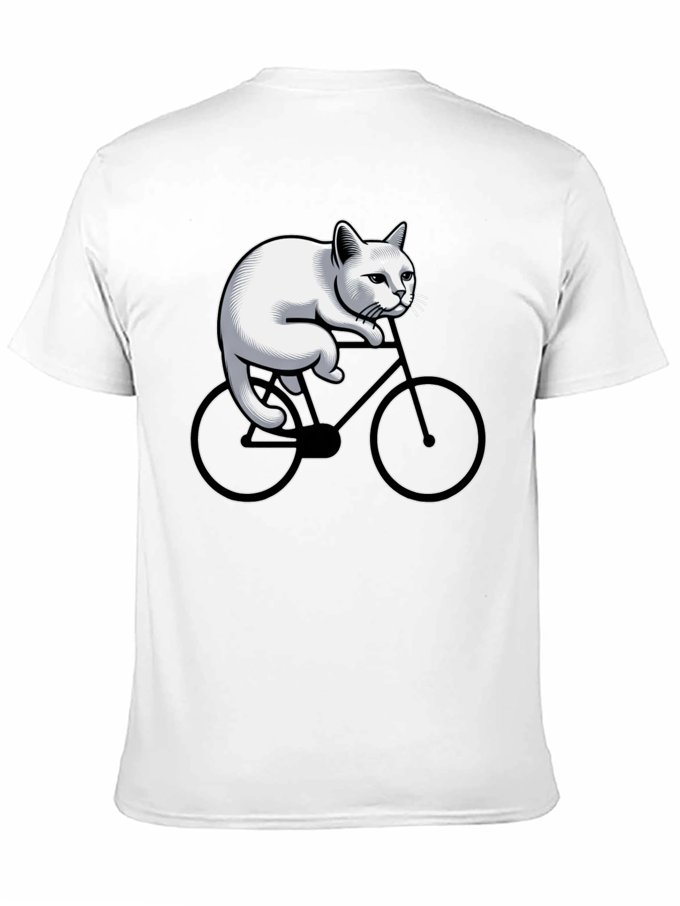 Cat Riding Bicycle Graphic Tee - Black
