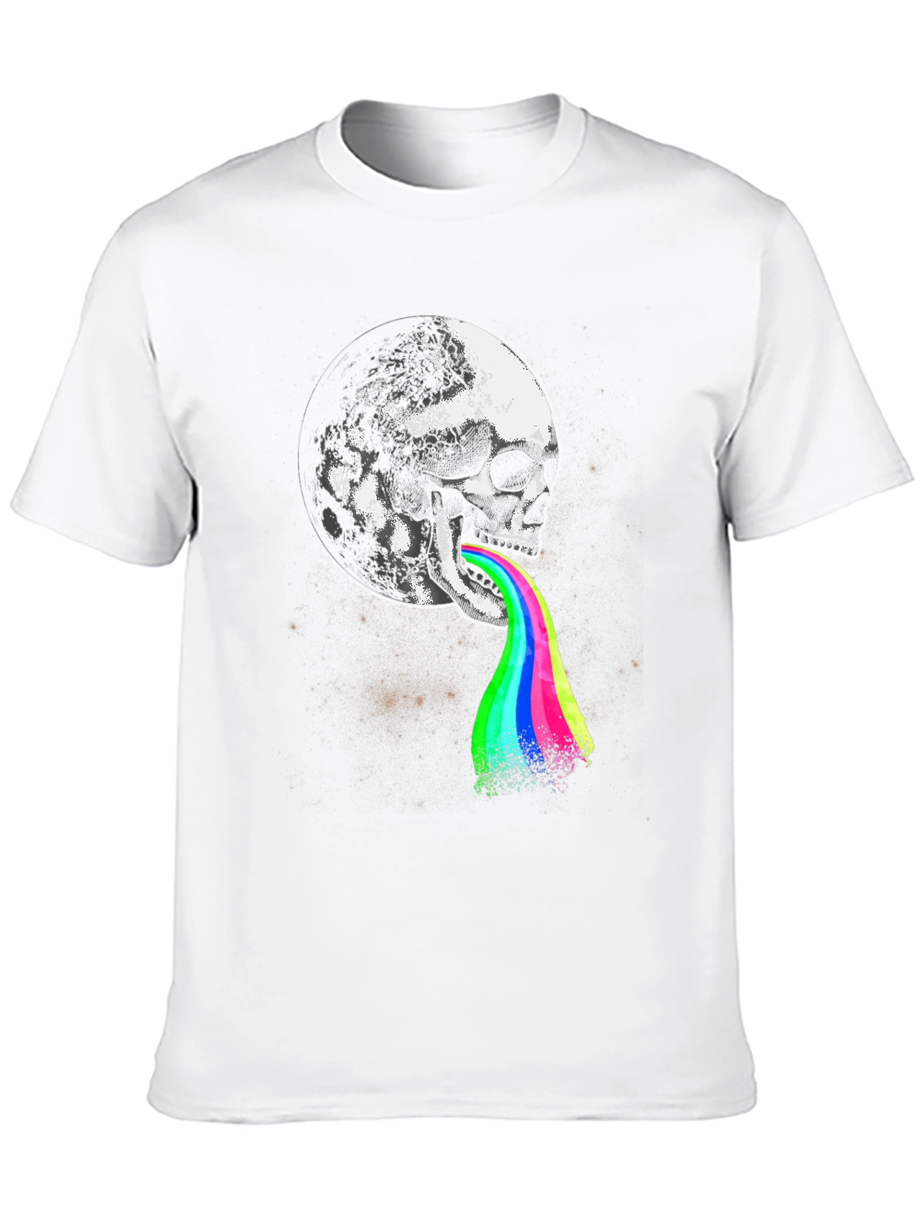 Skull Moon Rainbow Puke Graphic Tee