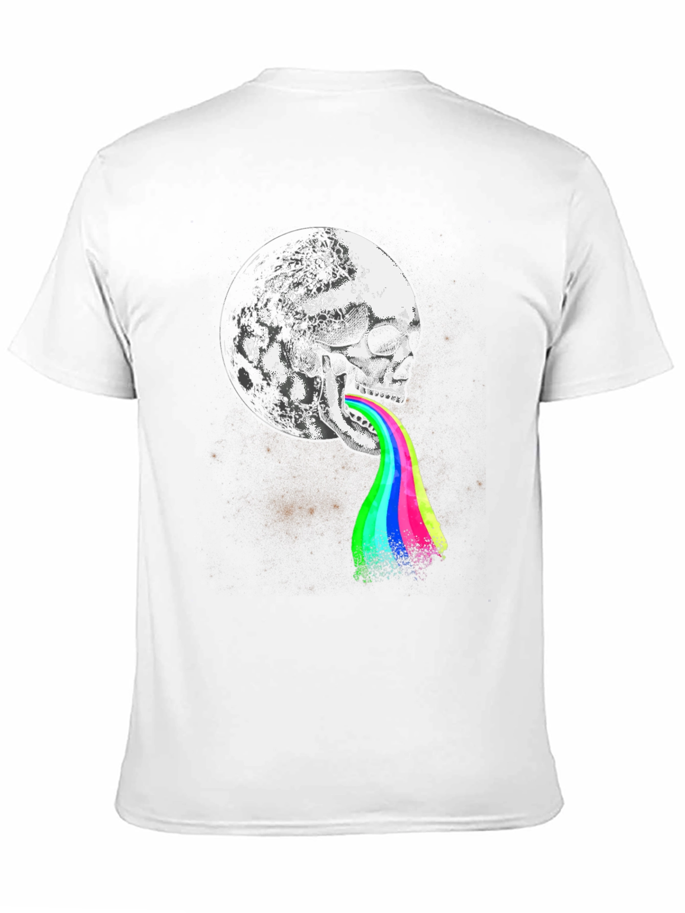 Skull Moon Rainbow Puke Graphic Tee