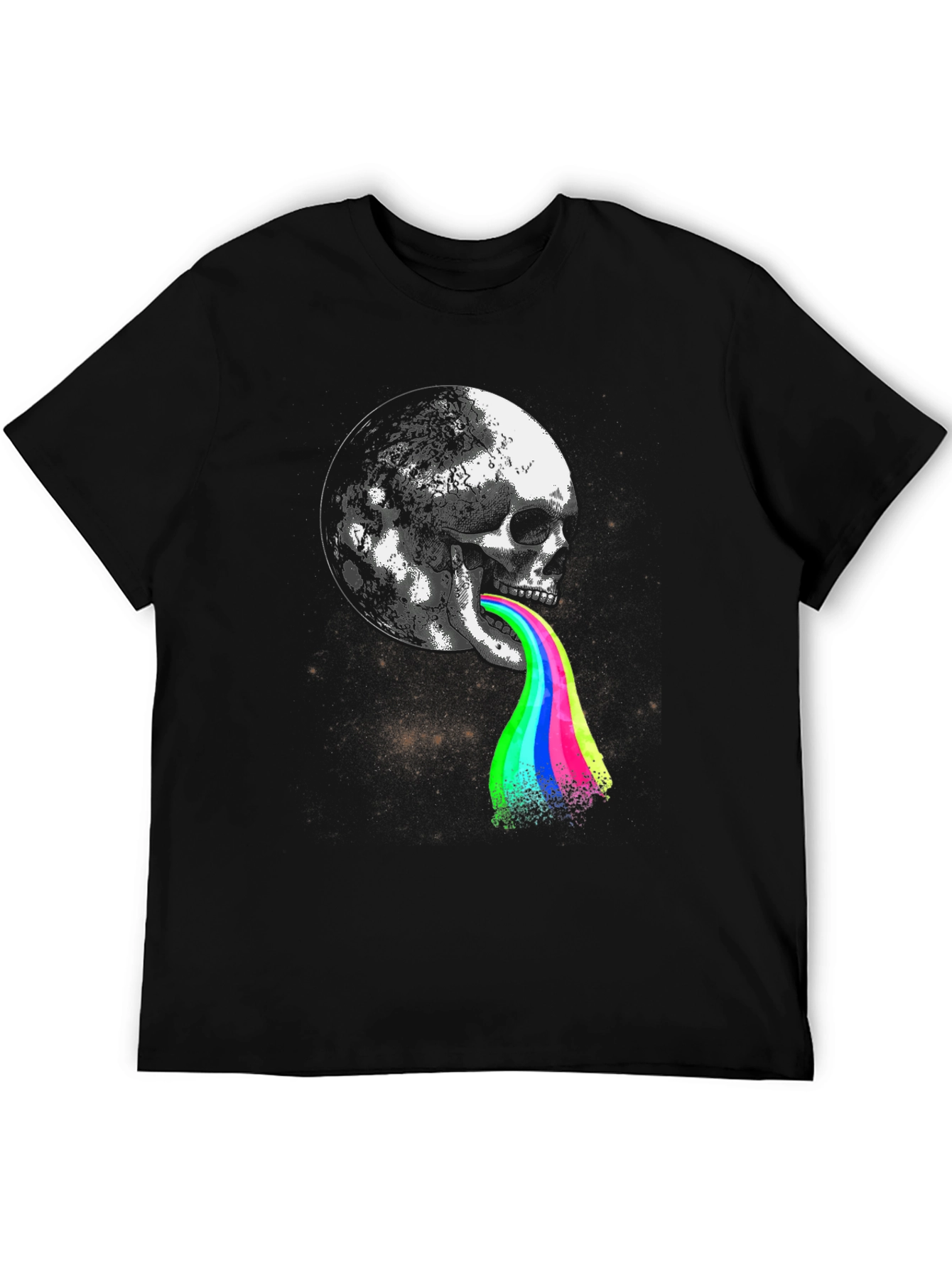 Skull Moon Rainbow Puke Graphic Tee