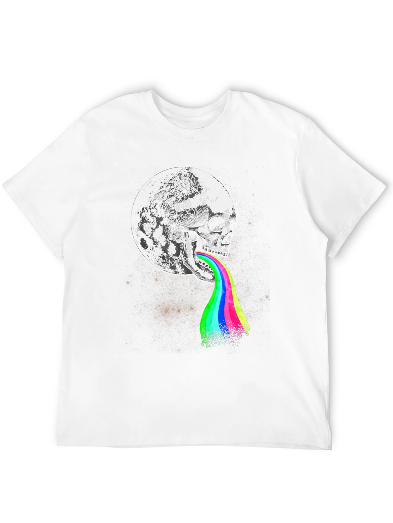 Skull Moon Rainbow Puke Graphic Tee