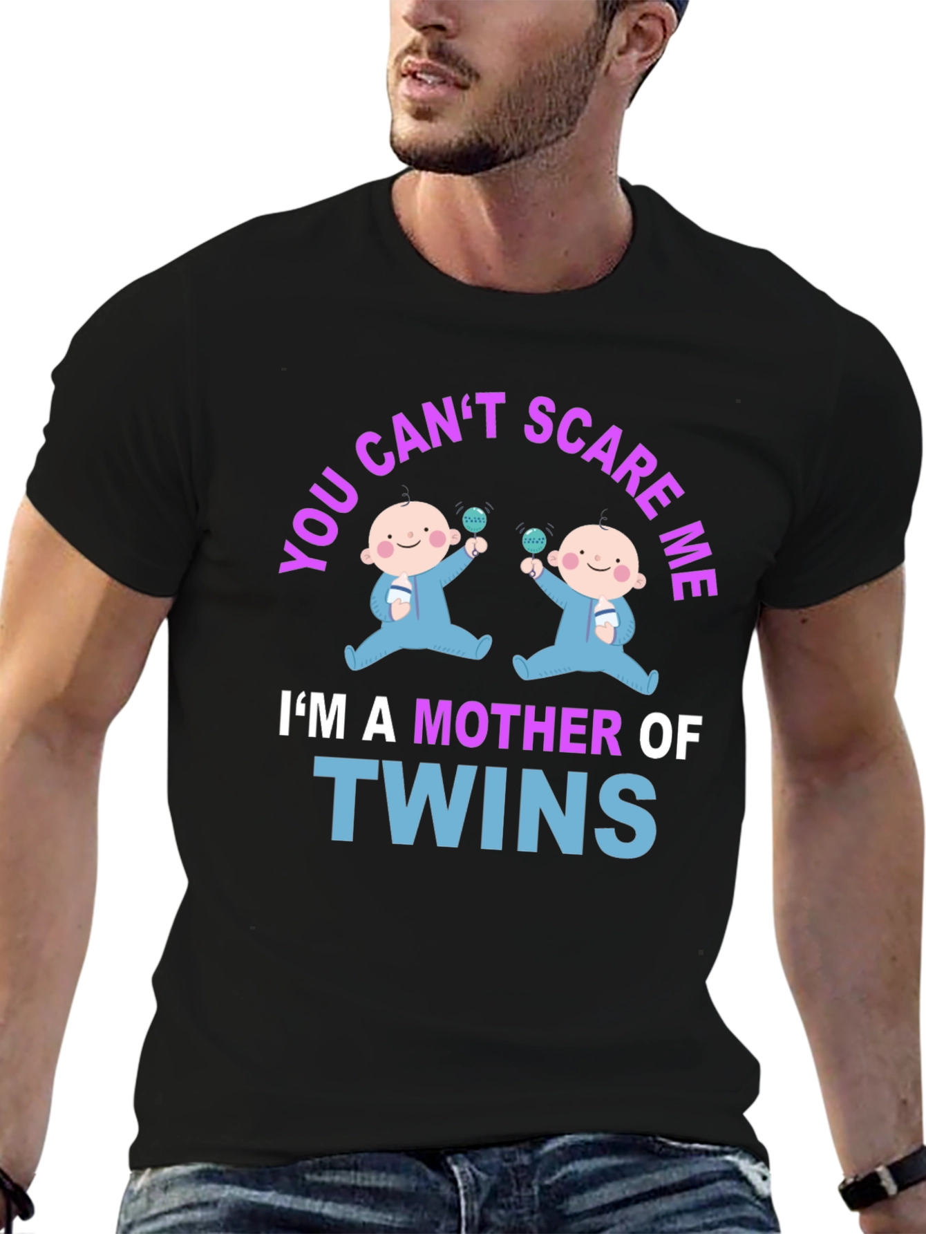 Mother of Twins Graphic Tee - Cute Baby Design