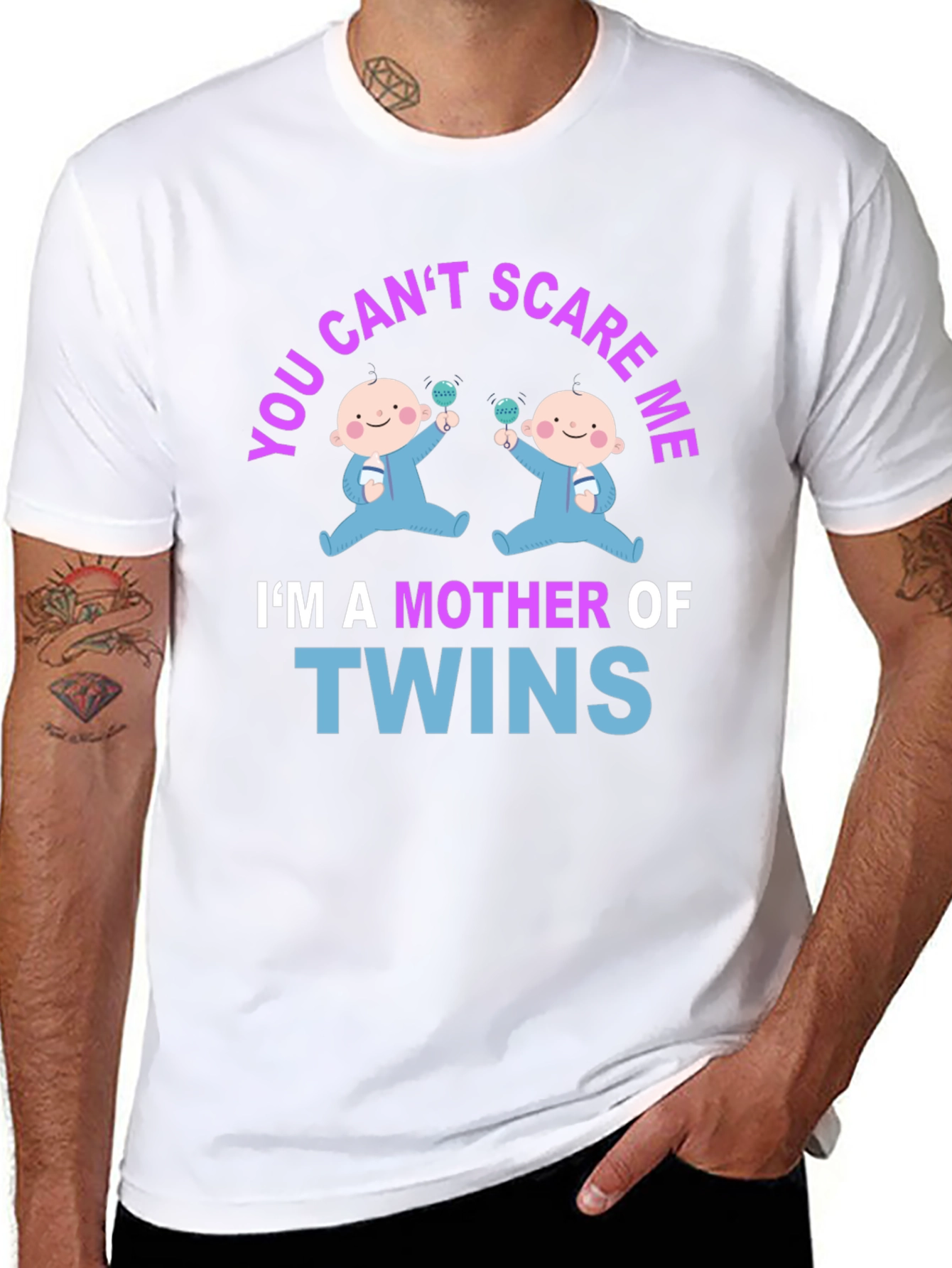 Mother of Twins Graphic Tee - Cute Baby Design