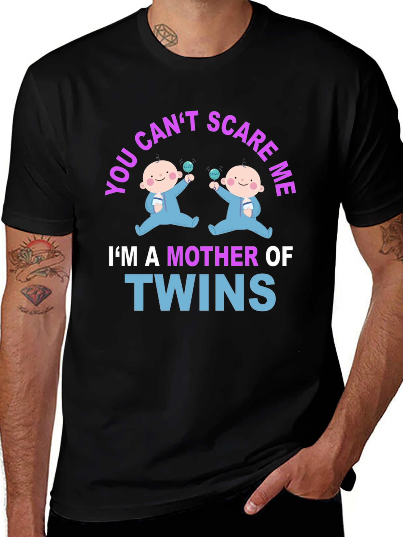 Mother of Twins Graphic Tee - Cute Baby Design