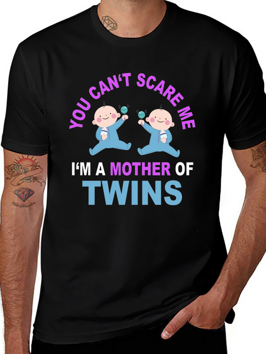 Mother of Twins Graphic Tee - Cute Baby Design