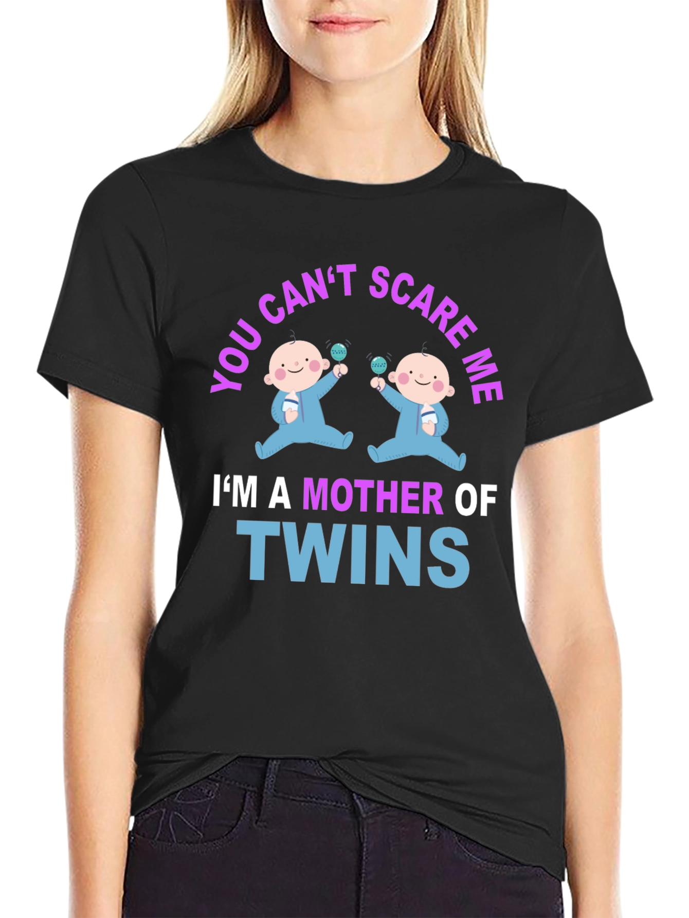 Mother of Twins Graphic Tee - Cute Baby Design