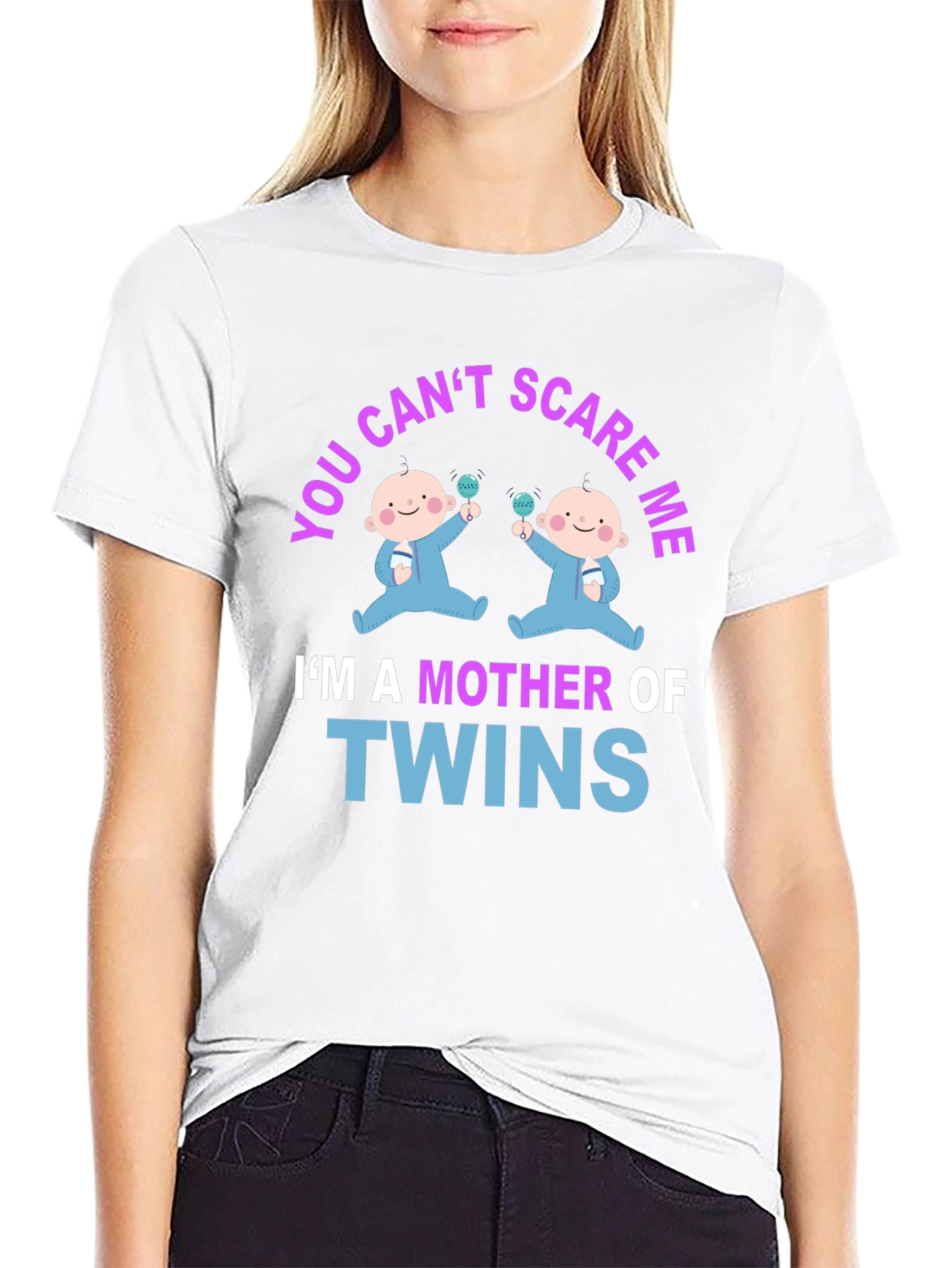 Mother of Twins Graphic Tee - Cute Baby Design