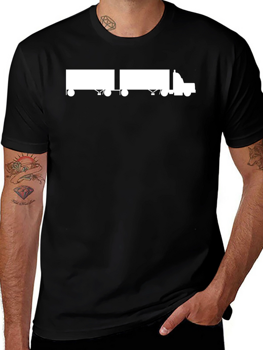 Black Trucker T-Shirt - Double Trailer Design