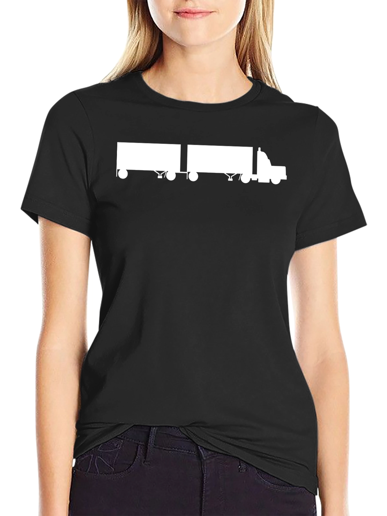 Black Trucker T-Shirt - Double Trailer Design