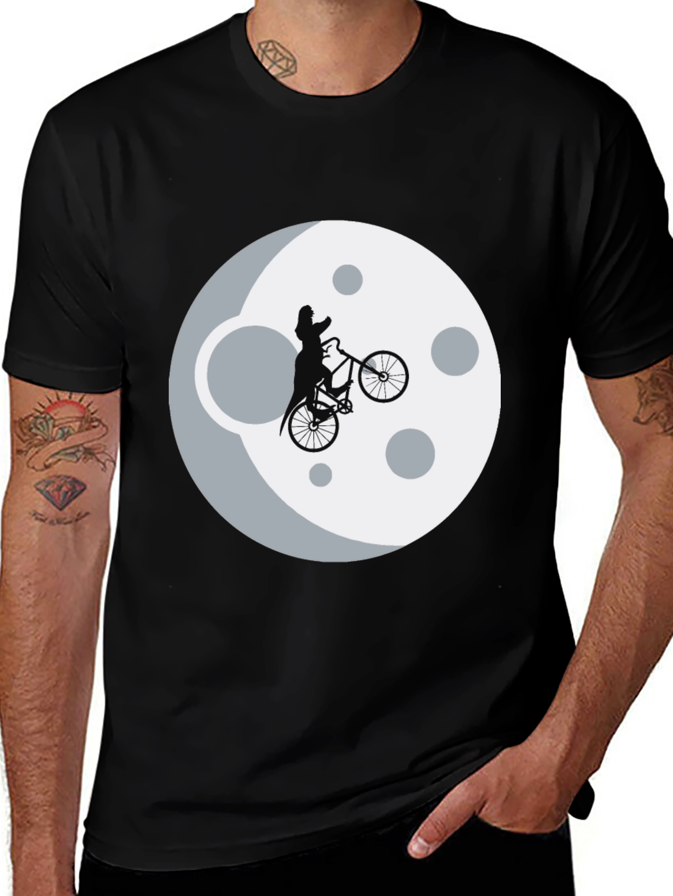 Man on the Moon Bike Black T-Shirt