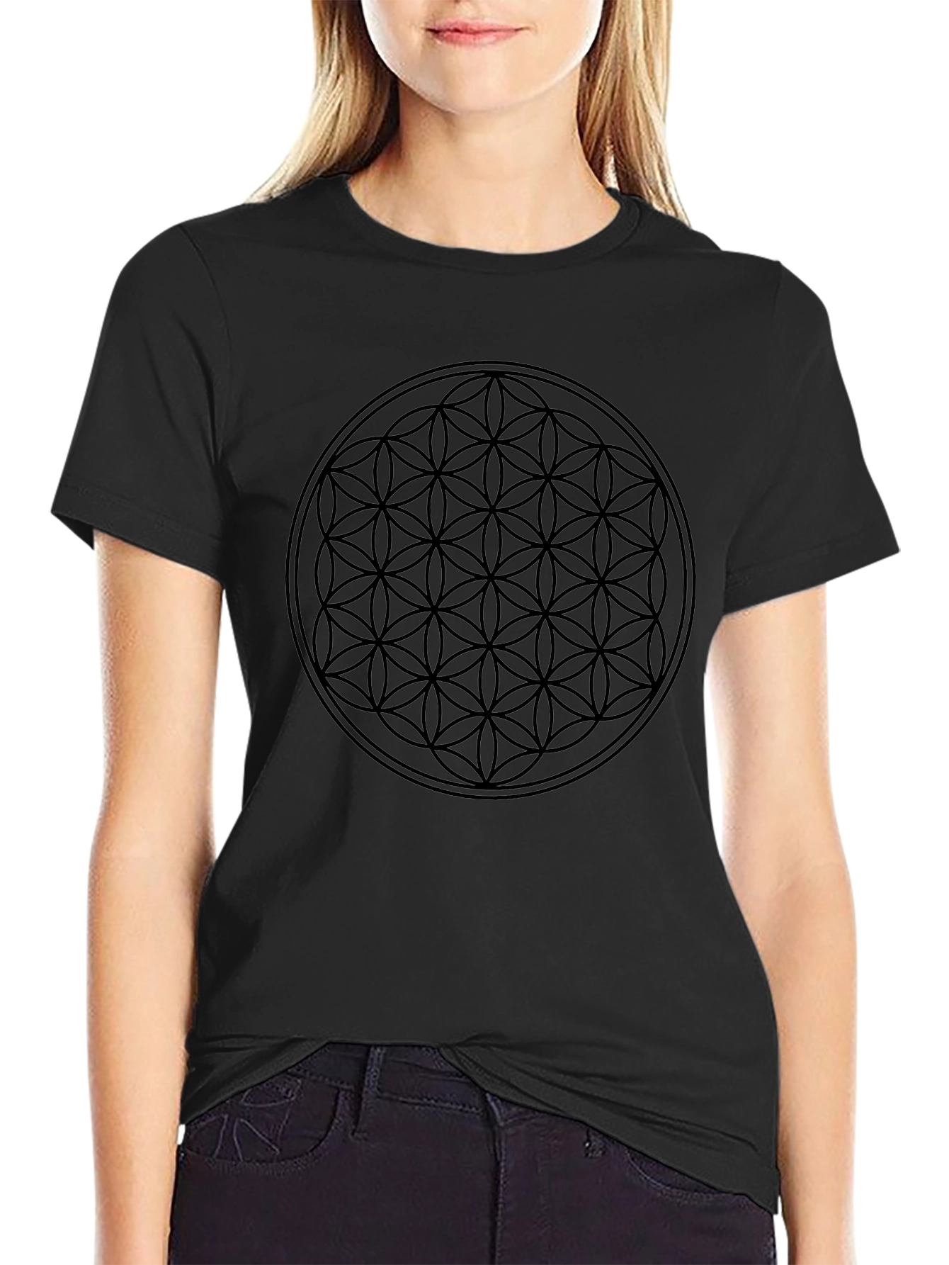 Black Flower of Life Graphic Tee