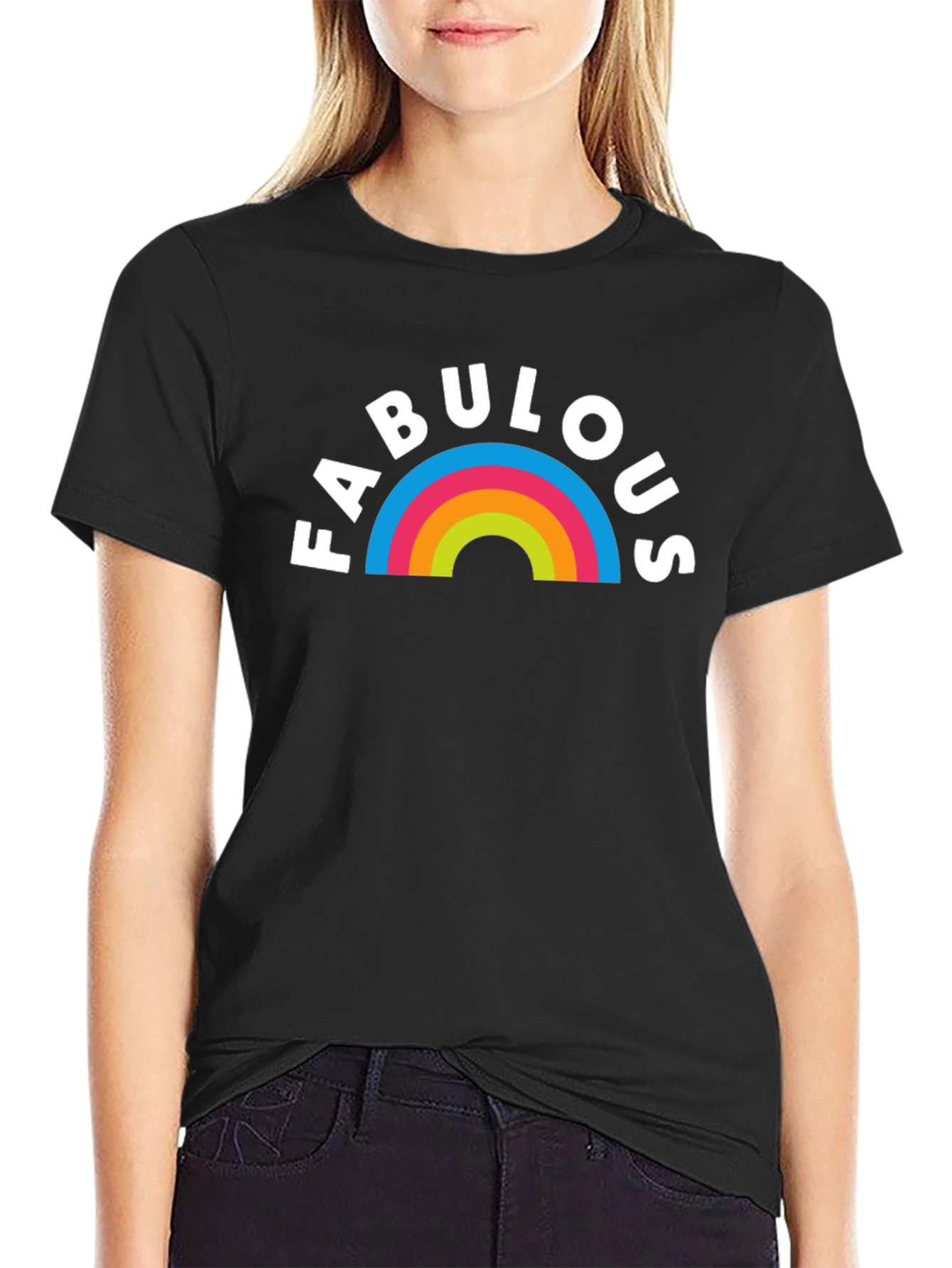 Fabulous Rainbow Graphic T-Shirt - Black