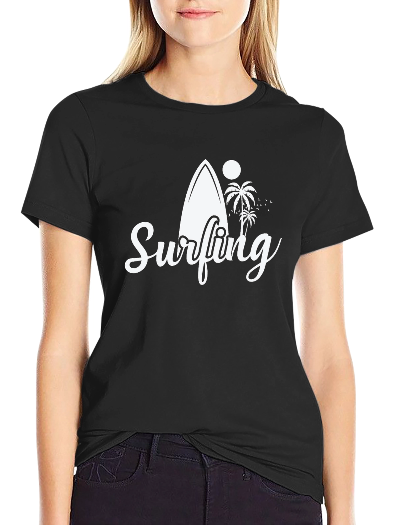 Surfing Graphic Black T-Shirt