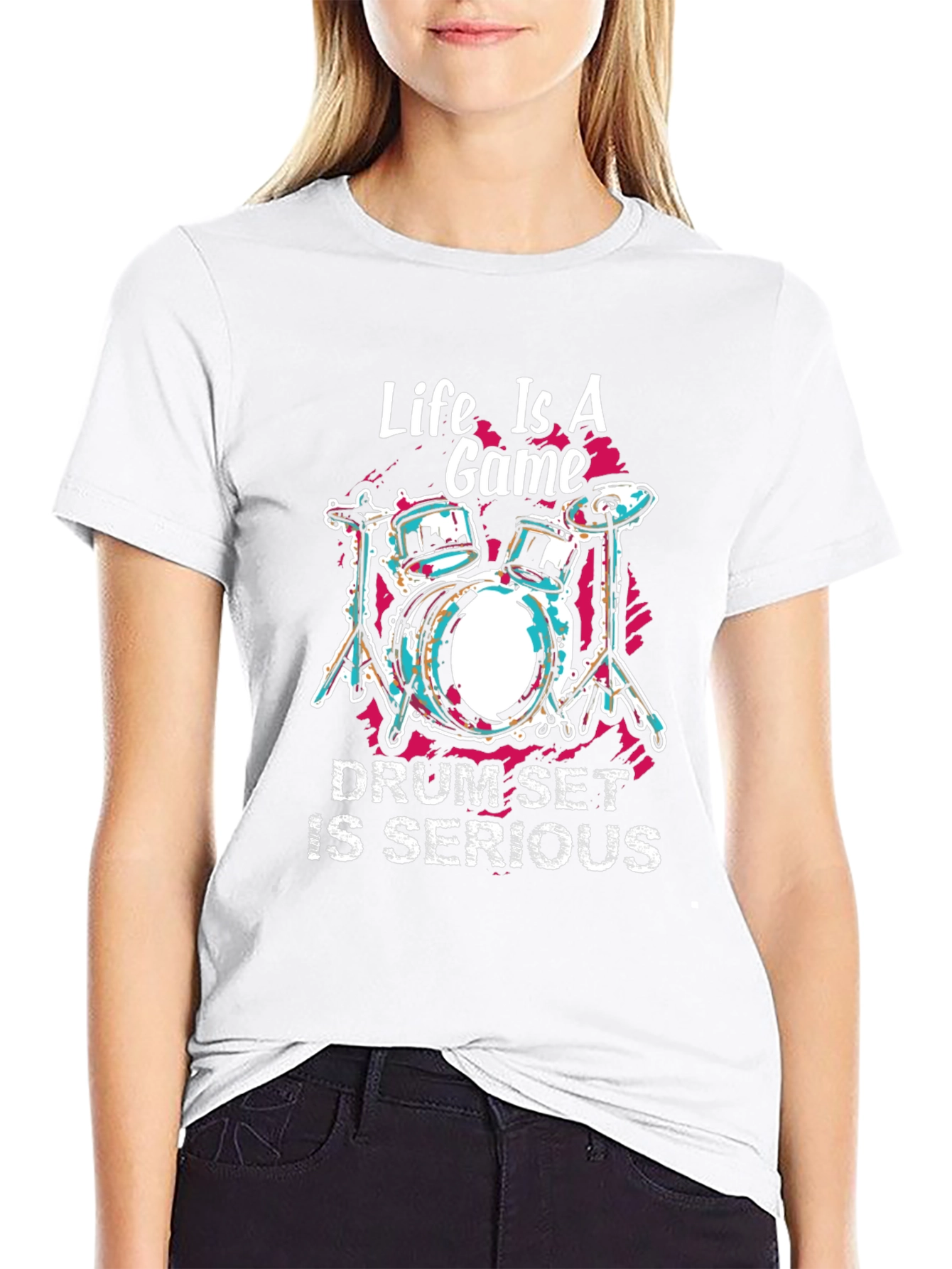 Life is a Game Drum Set Graphic T-Shirt