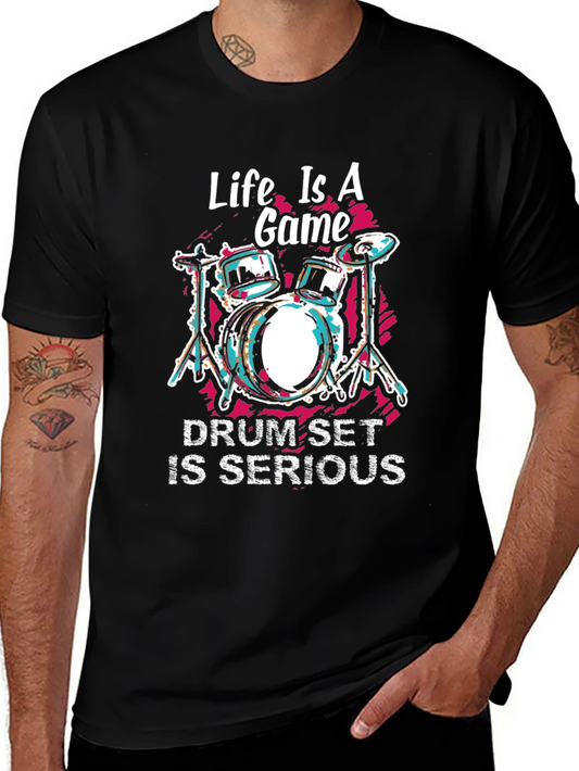 Life is a Game Drum Set Graphic T-Shirt
