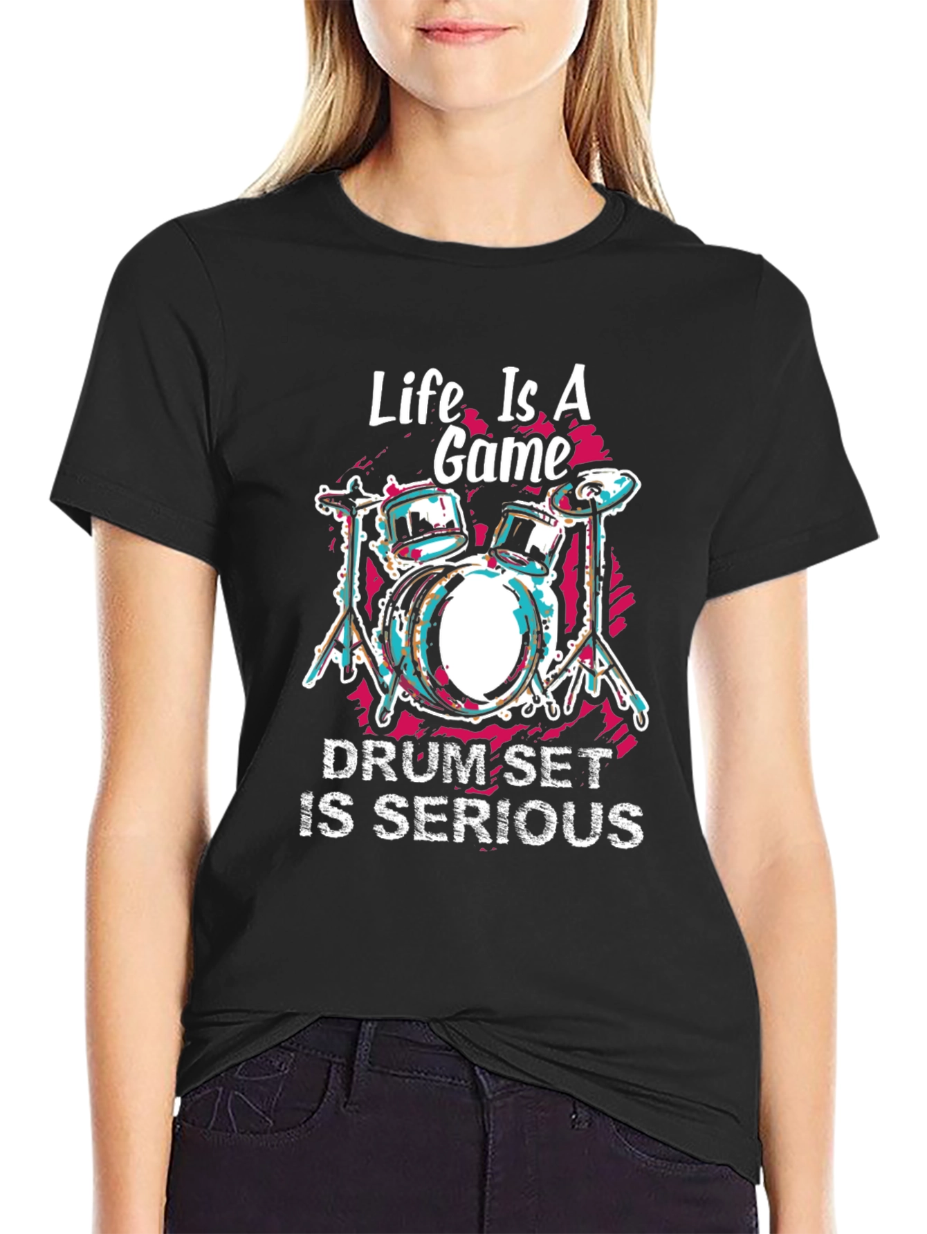 Life is a Game Drum Set Graphic T-Shirt