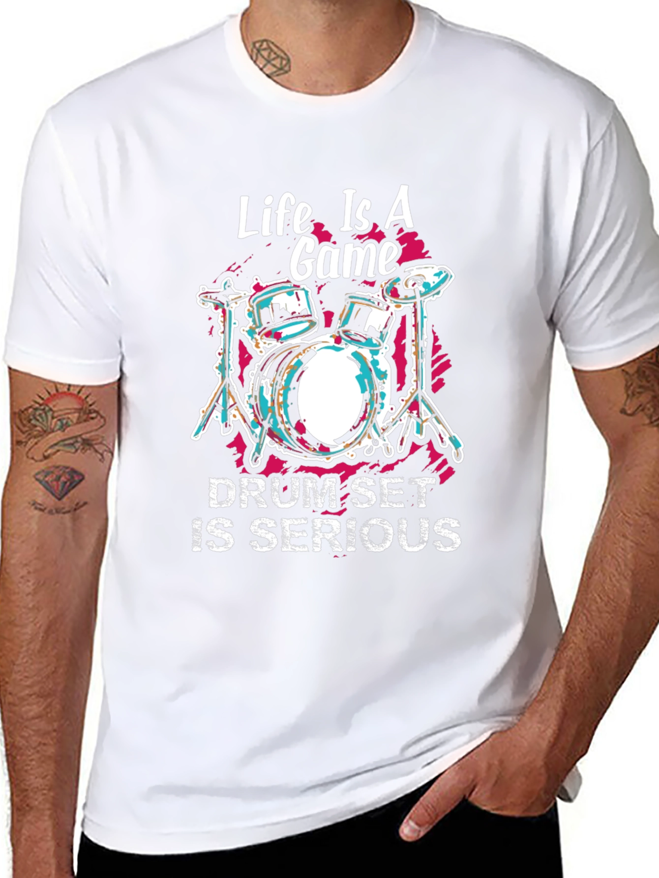 Life is a Game Drum Set Graphic T-Shirt