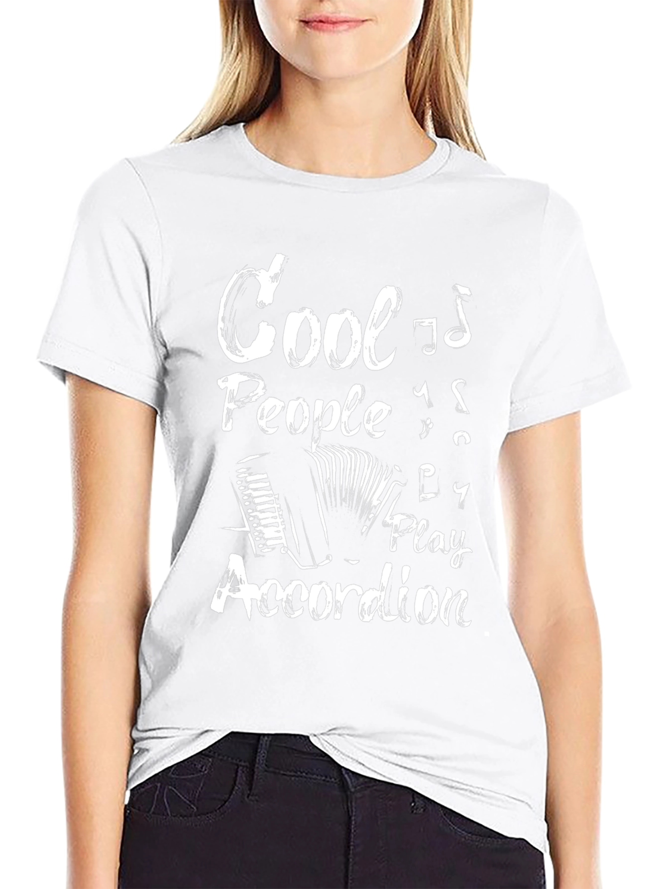 Cool Accordion Player Black T-Shirt