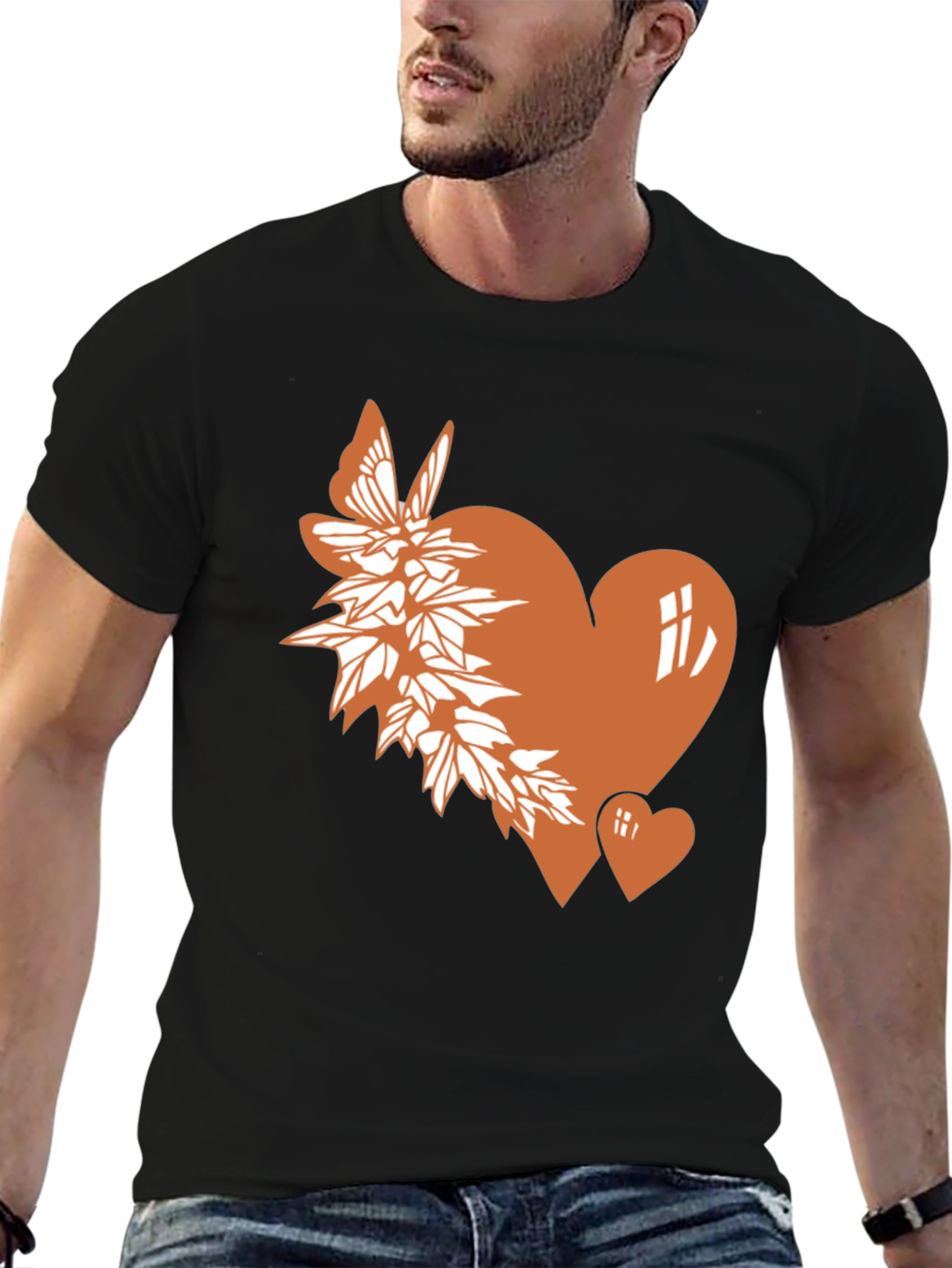 Heart & Butterfly Graphic Black Tee