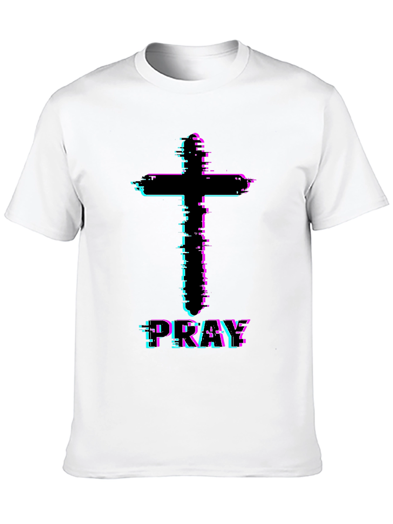 Pray Glitch Cross Graphic Tee