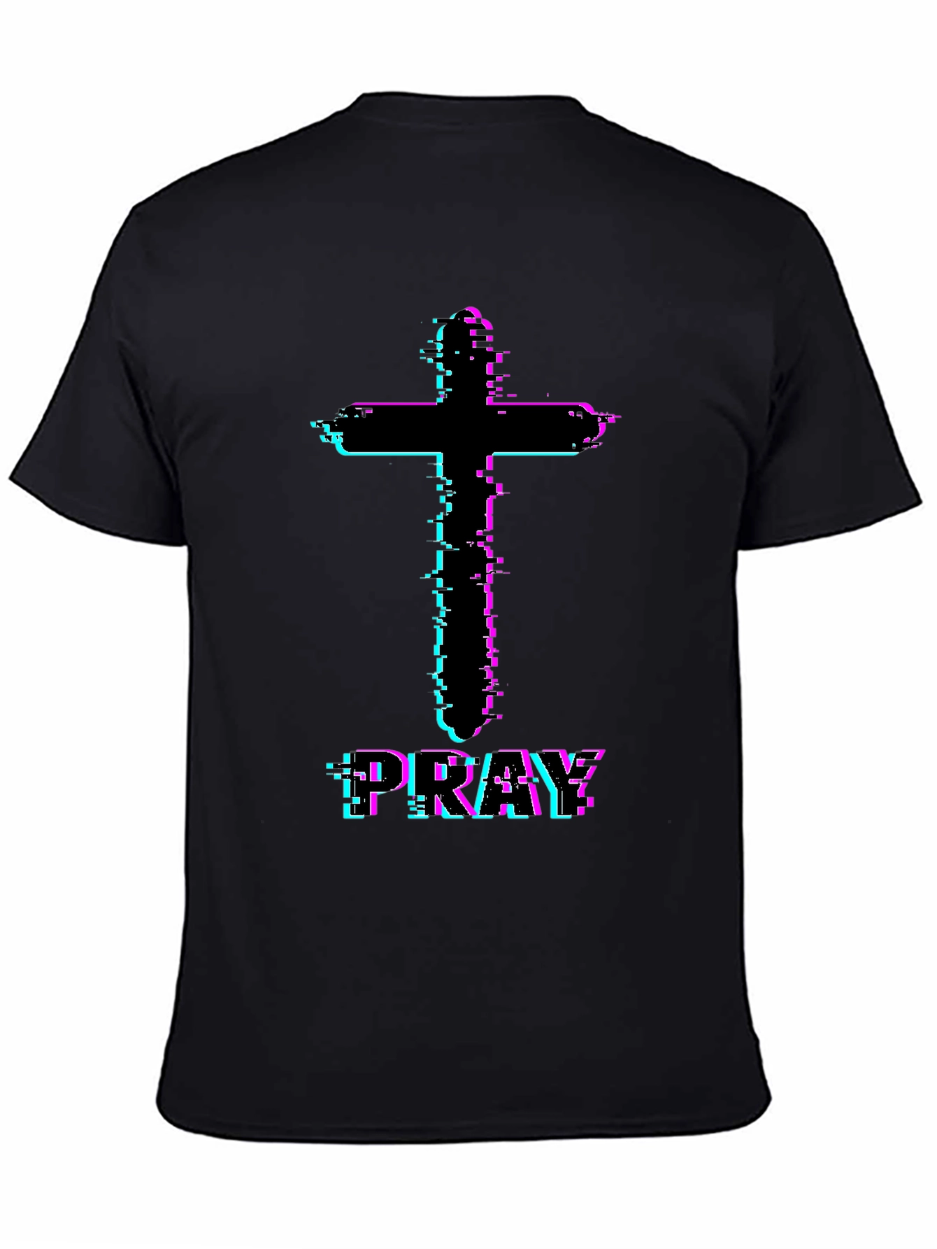 Pray Glitch Cross Graphic Tee