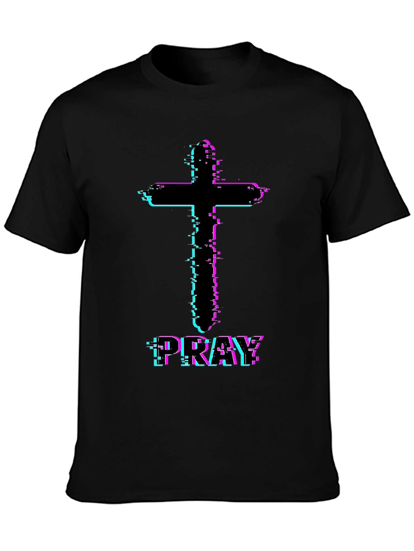 Pray Glitch Cross Graphic Tee